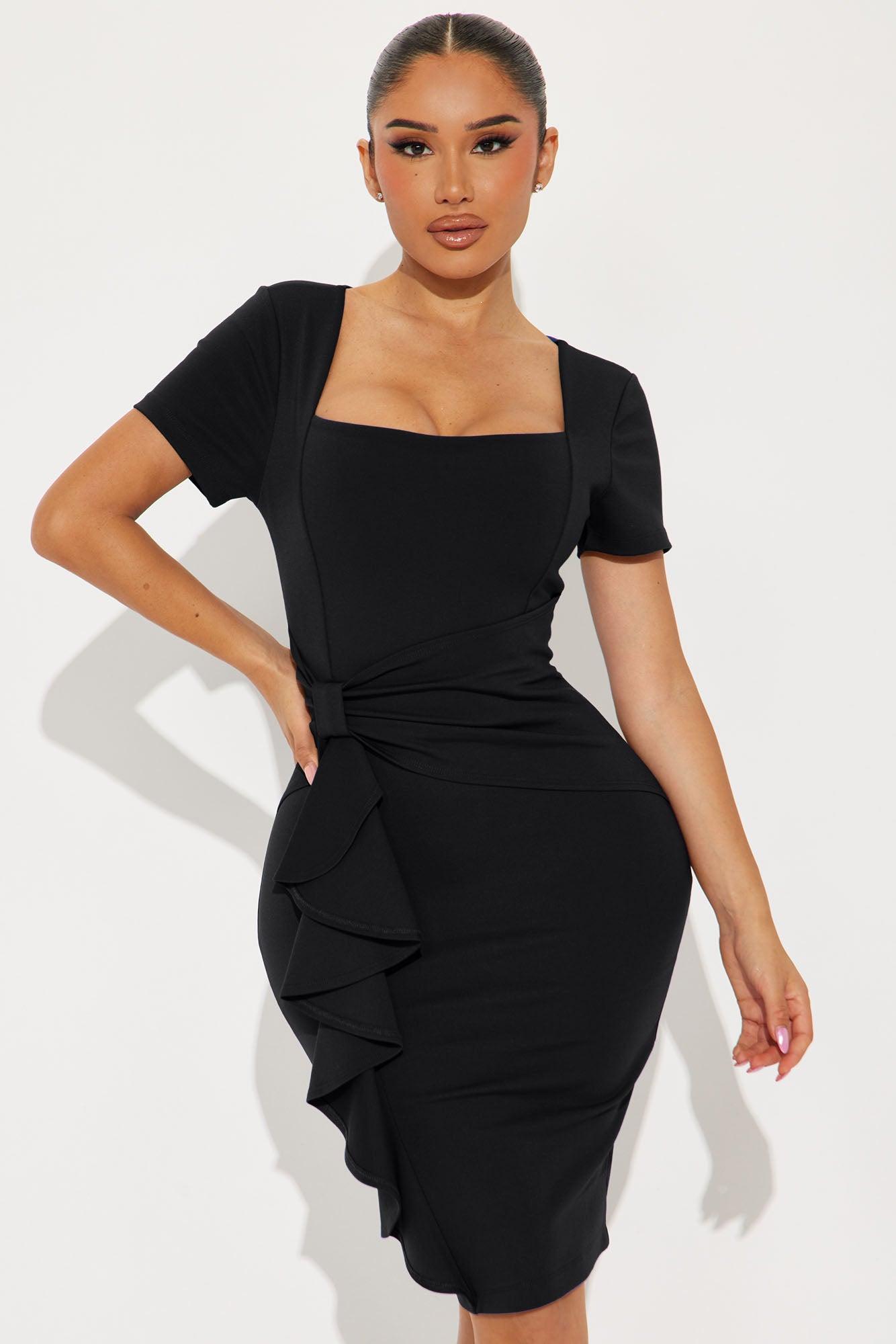 Donna Ponte Midi Dress - Black Product Image