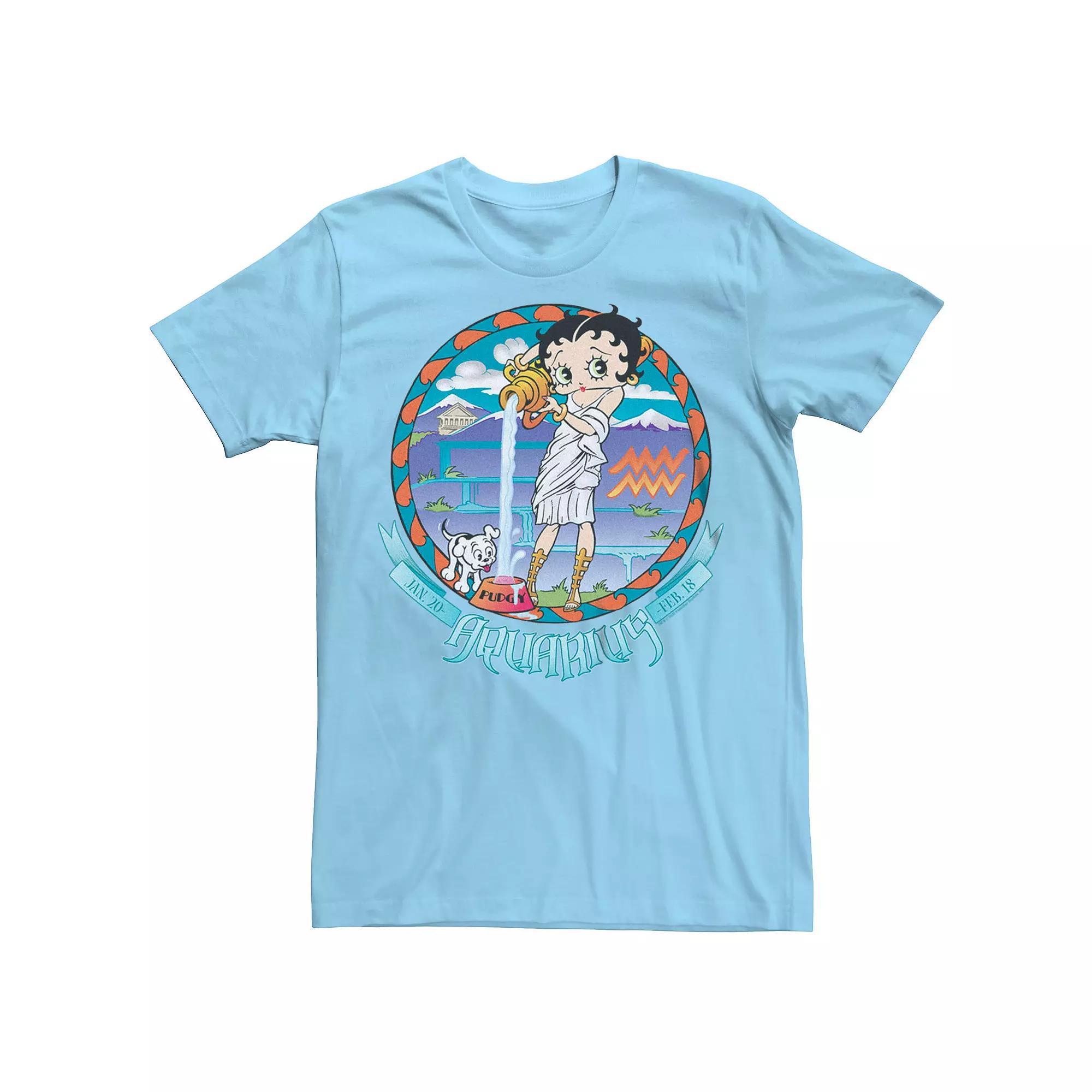 Men's Betty Boop Aquarius Horoscope Tee, Size: Large, Light Blue Product Image