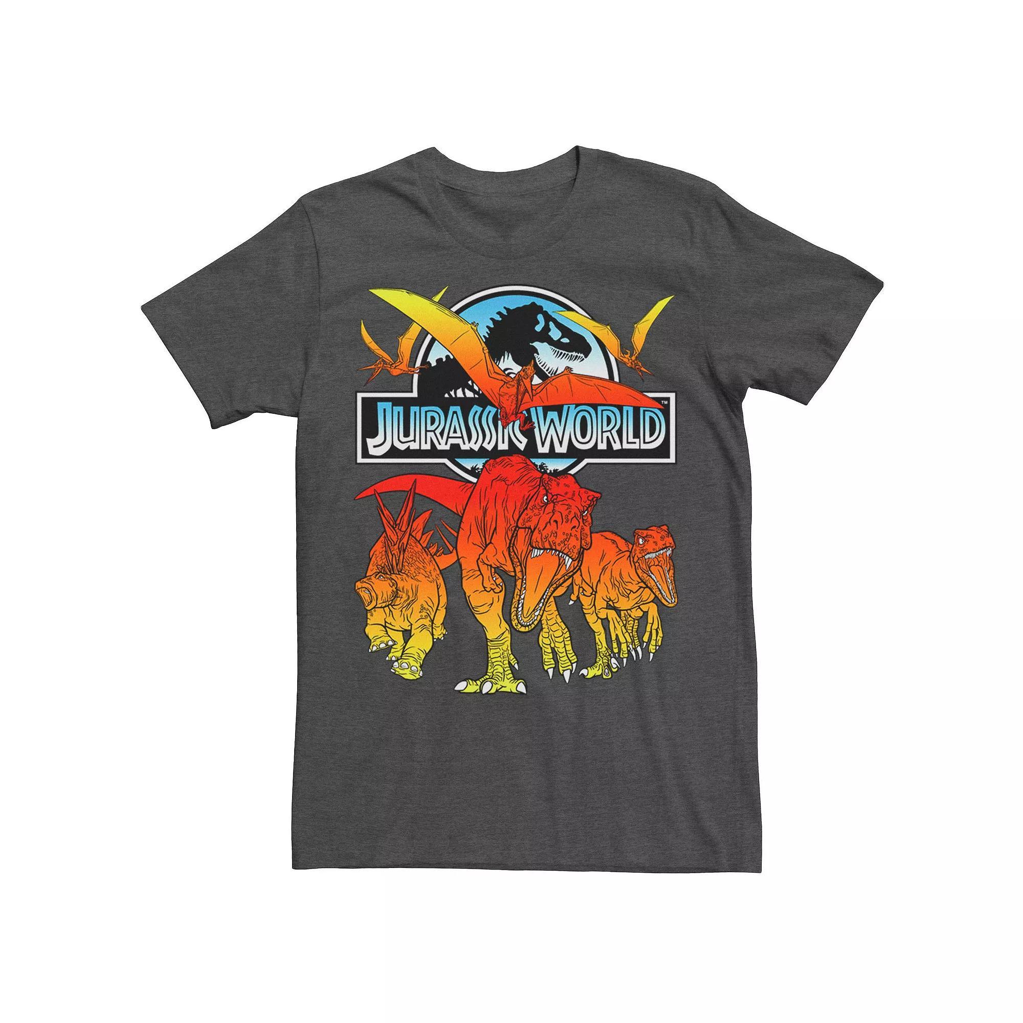 Men's Jurassic World Two Dino Charging Comic Pop Tee, Size: Large, Athletic Grey Product Image