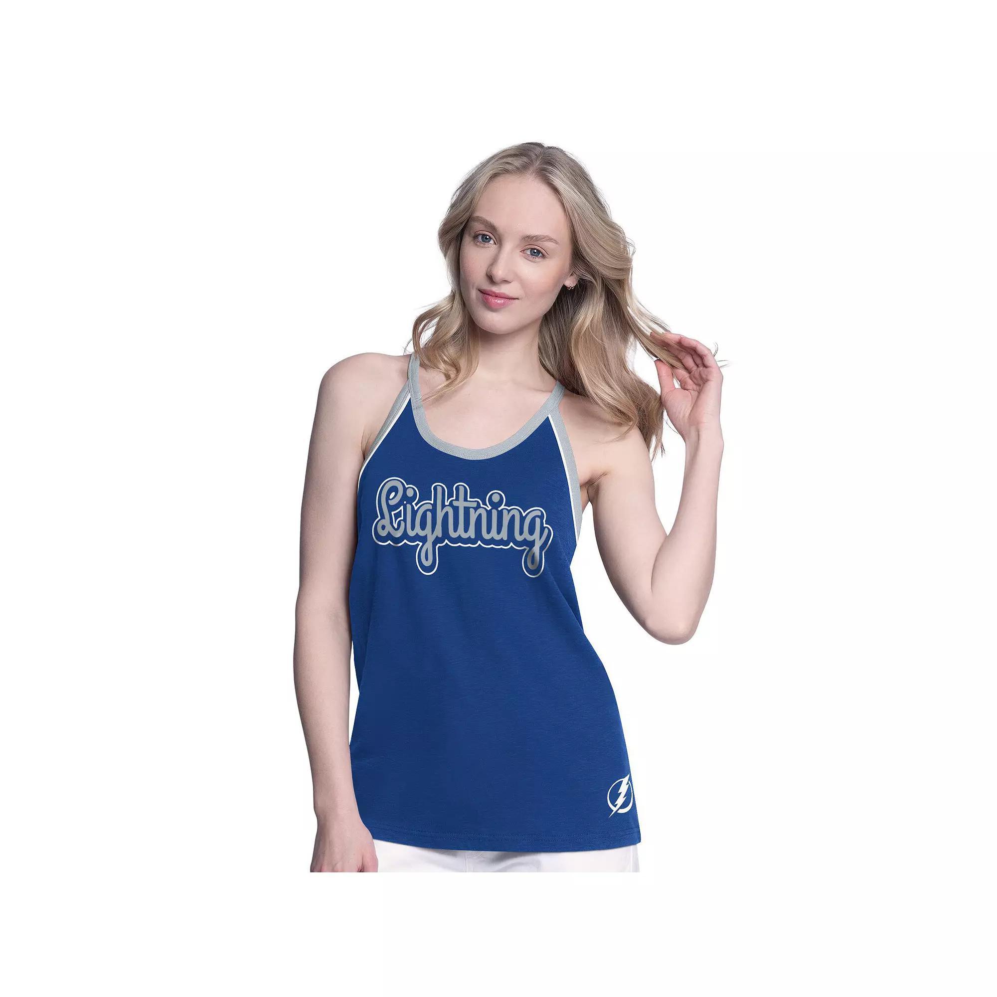 Women's G-III 4Her by Carl Banks Blue Tampa Bay Lightning Curveball Racerback Tank Top, Size: Small, Lgh Blue Product Image