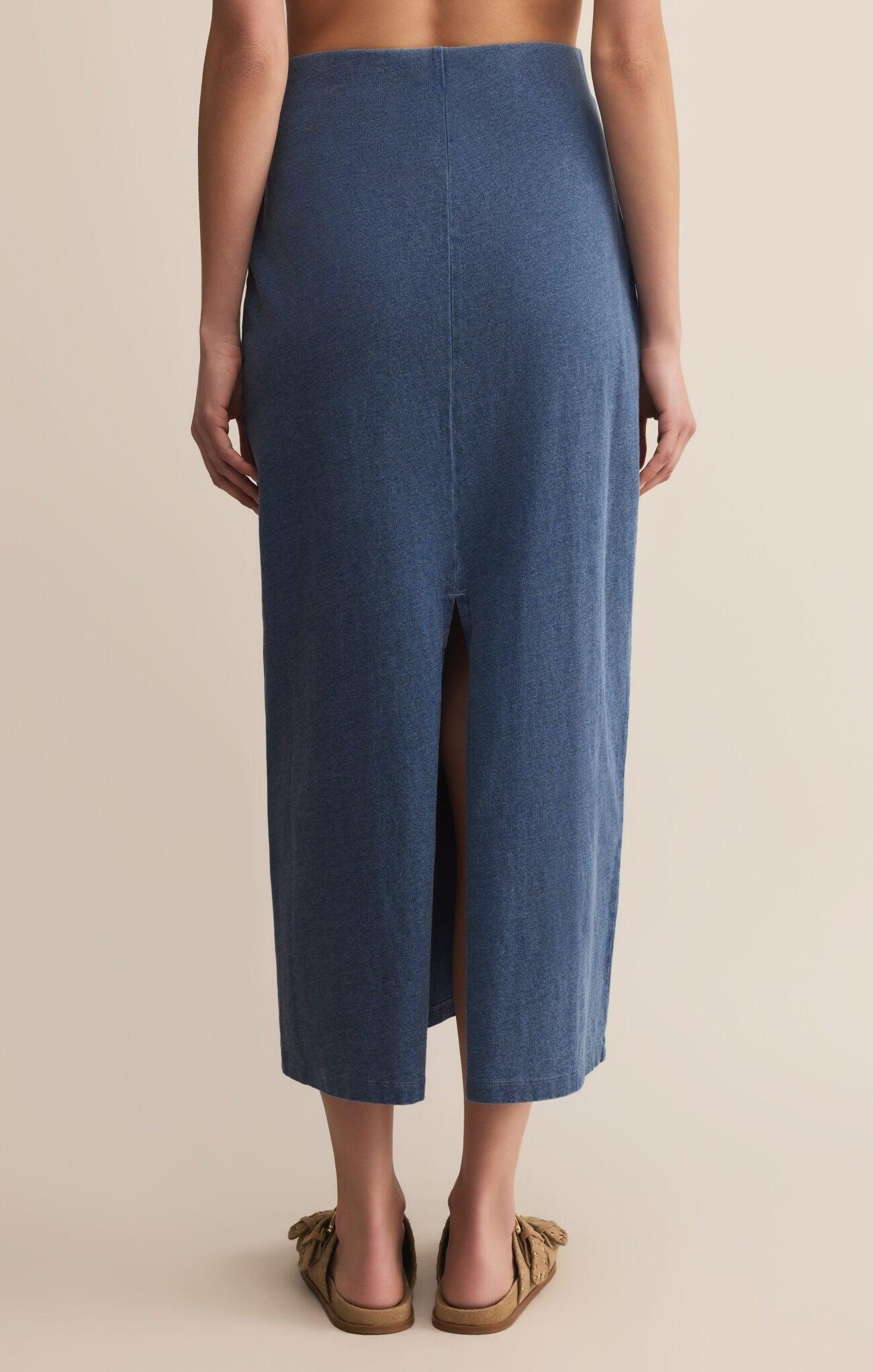 GAIL JERSEY DENIM MIDI SKIRT Product Image