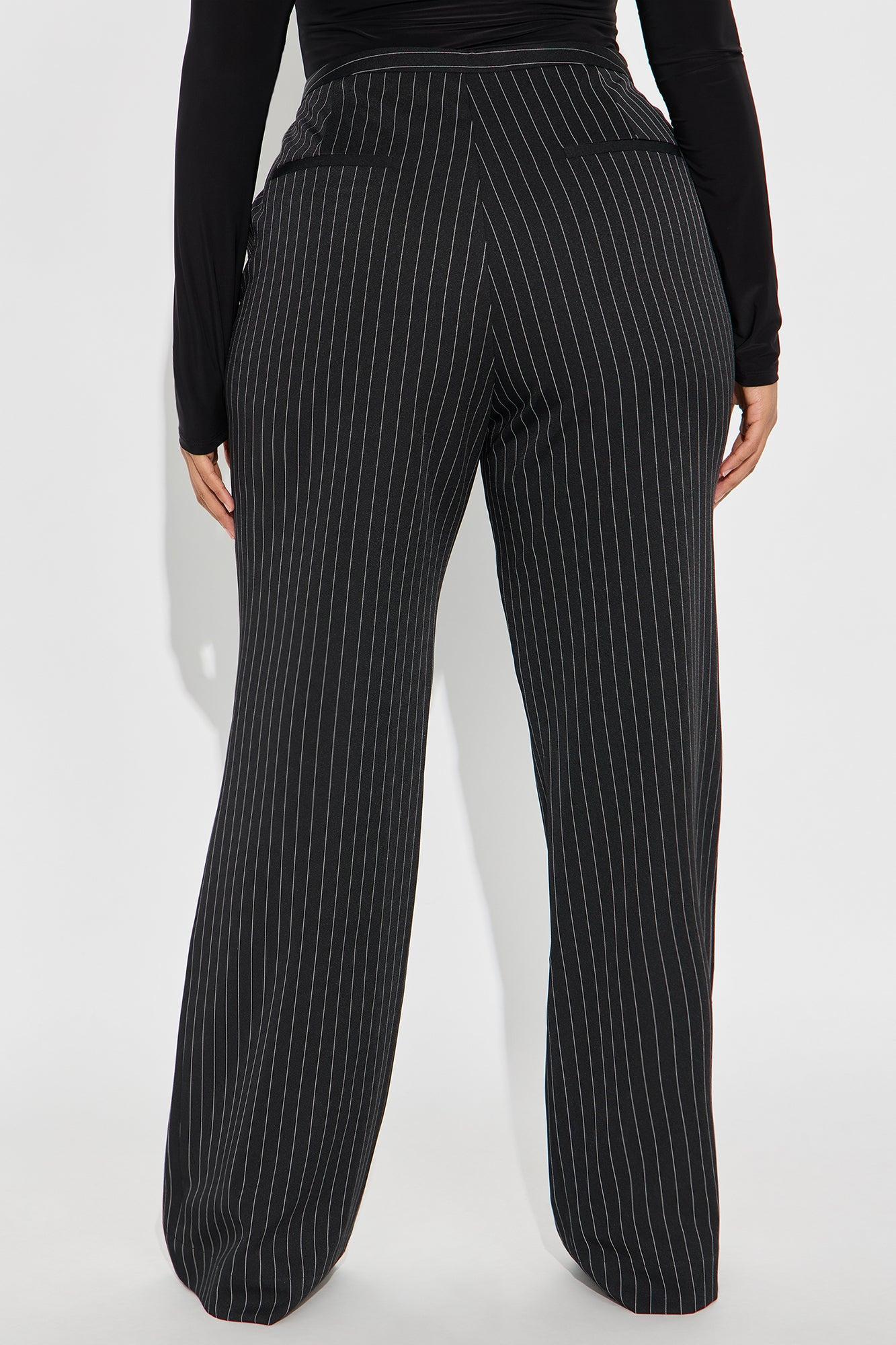 Madalyn Pinstripe Wide Leg Pant - Black Product Image