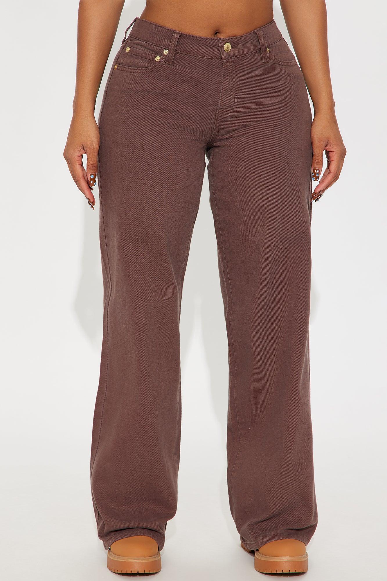 Southside Low Rise Wide Leg Jean - Brown Product Image