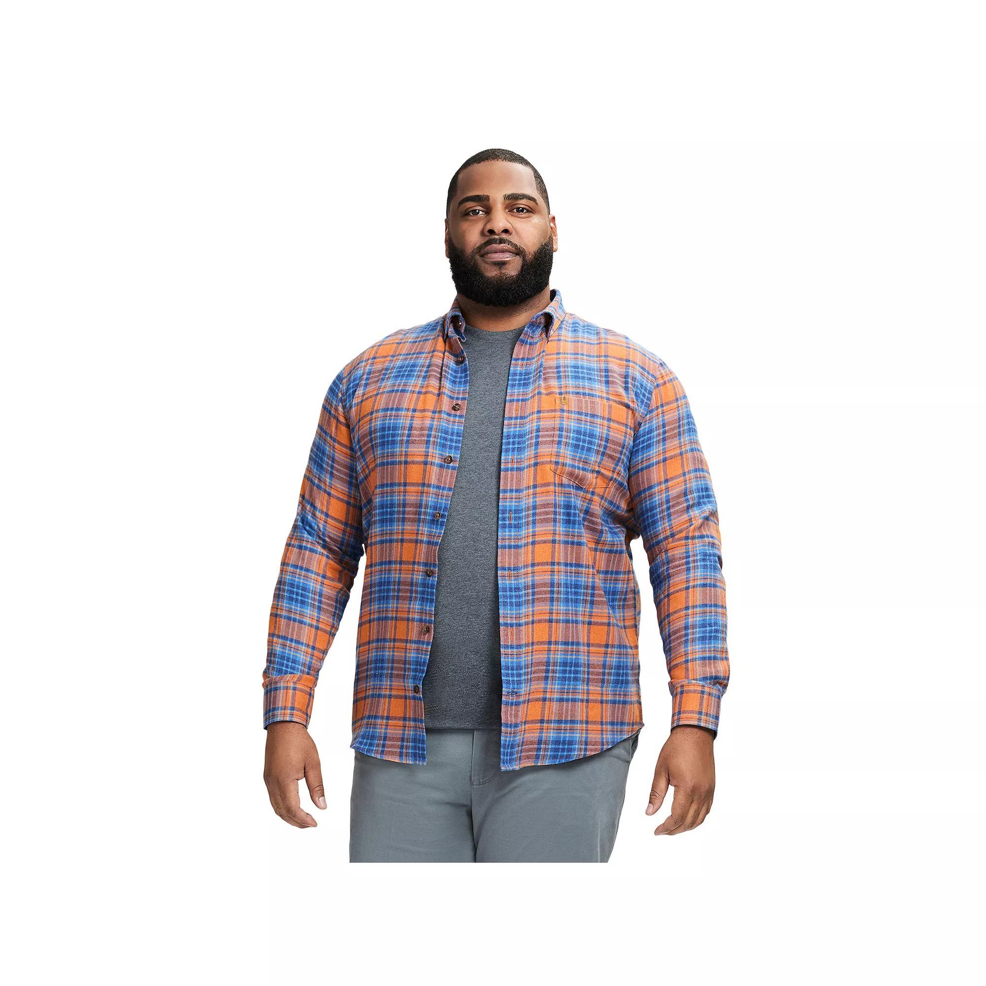 Big & Tall IZOD Stratton Flannel Long Sleeve Button Down Shirt, Men's, Size: Large Tall, Dark Gingerbread Product Image