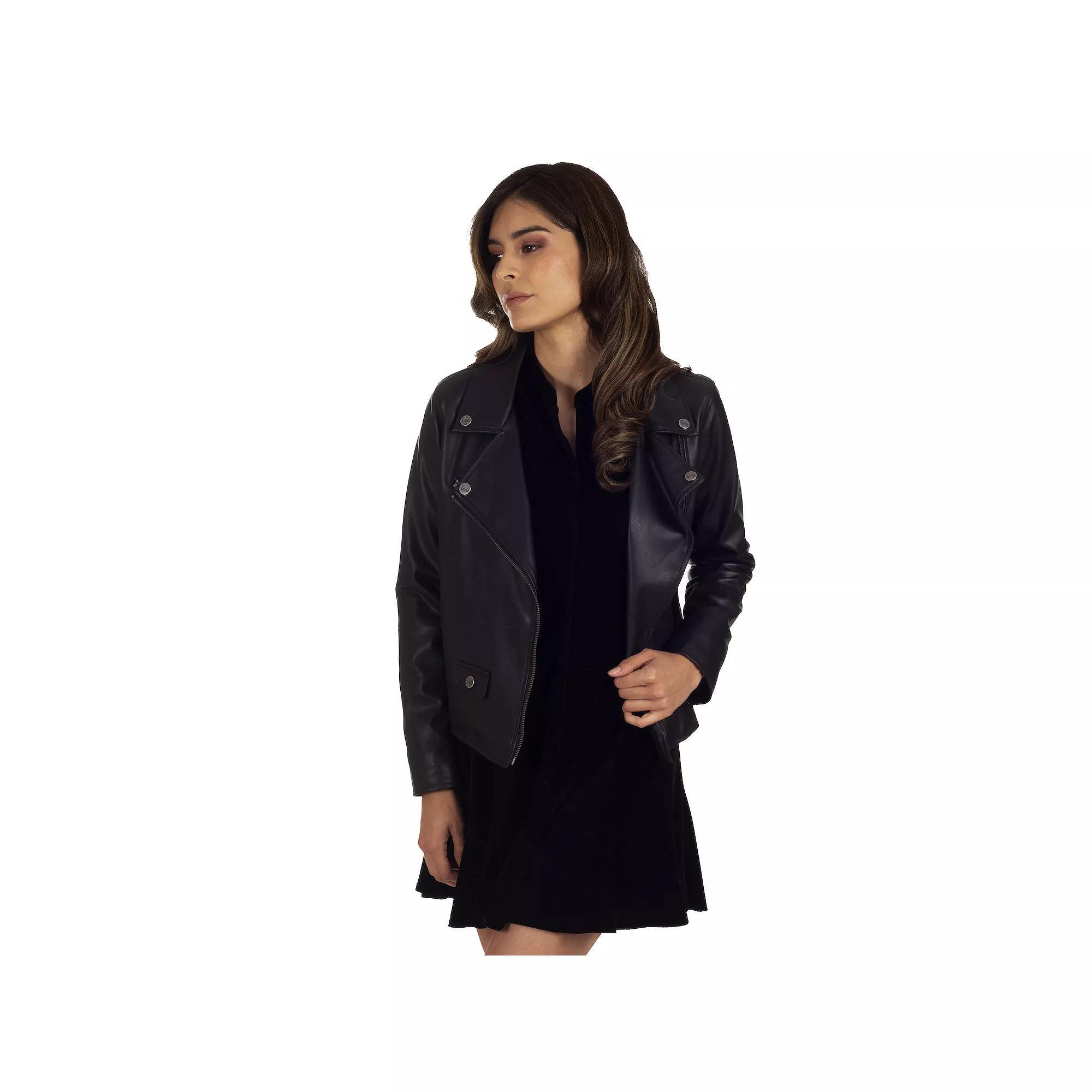 Women's Lee® Faux-Leather Biker Jacket, Size: Large, Black Product Image