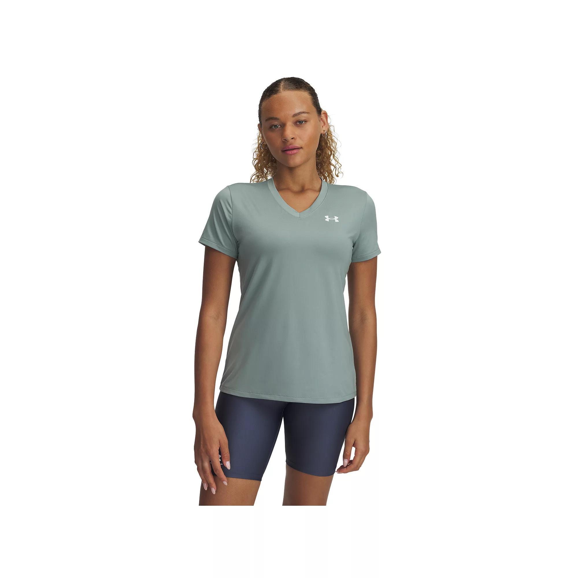 Women's Under Armour Tech™ V-Neck Short Sleeve Tee, Size: XS, Silica Green Product Image