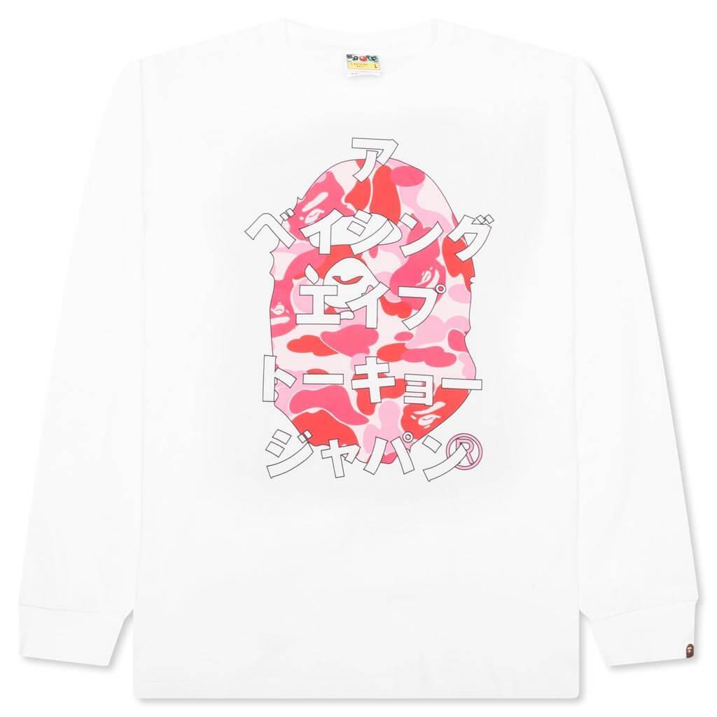 Abc Camo Japanese Letters L/S Tee - White/Green Male Product Image