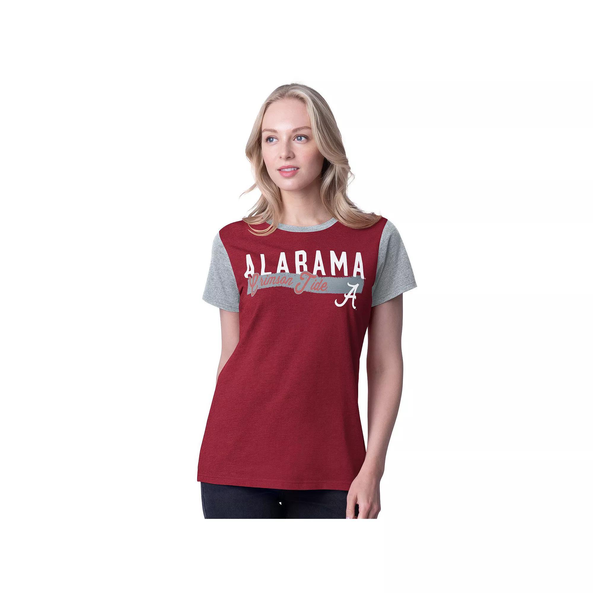 Women's G-III 4Her by Carl Banks Crimson Alabama Crimson Tide Racer Crewneck Ringer T-Shirt, Size: Large, Red Product Image