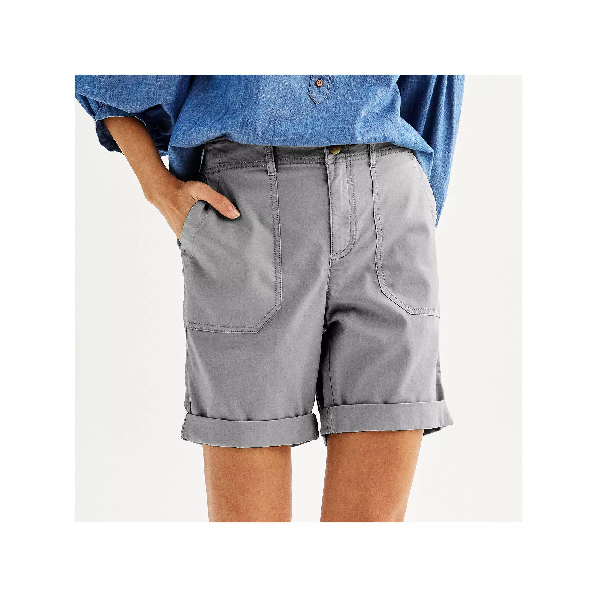 Petite Sonoma Goods For Life® Utility Bermuda Shorts, Women's, Size: XS Petite, Silver Beam Product Image