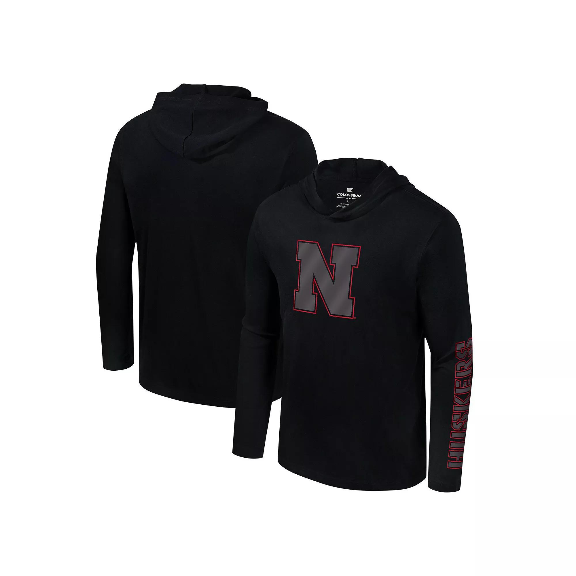 Men's Colosseum Black Oklahoma Sooners Color Pop Active Blend 2-Hit Long Sleeve Hooded T-Shirt, Size: 2XL Product Image