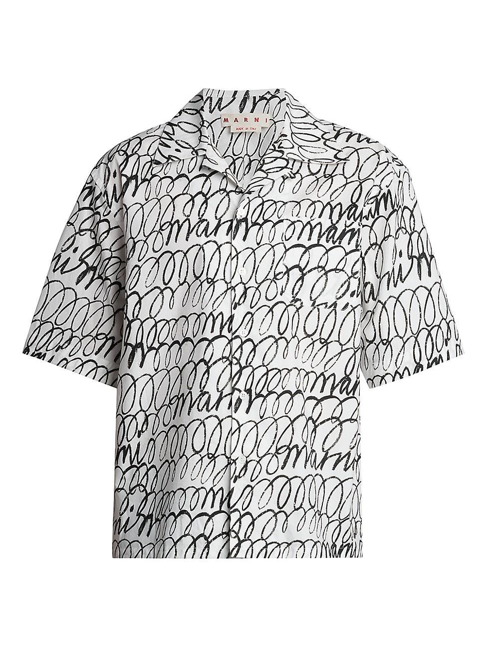 Men's Scribbled Poplin Camp Shirt Product Image
