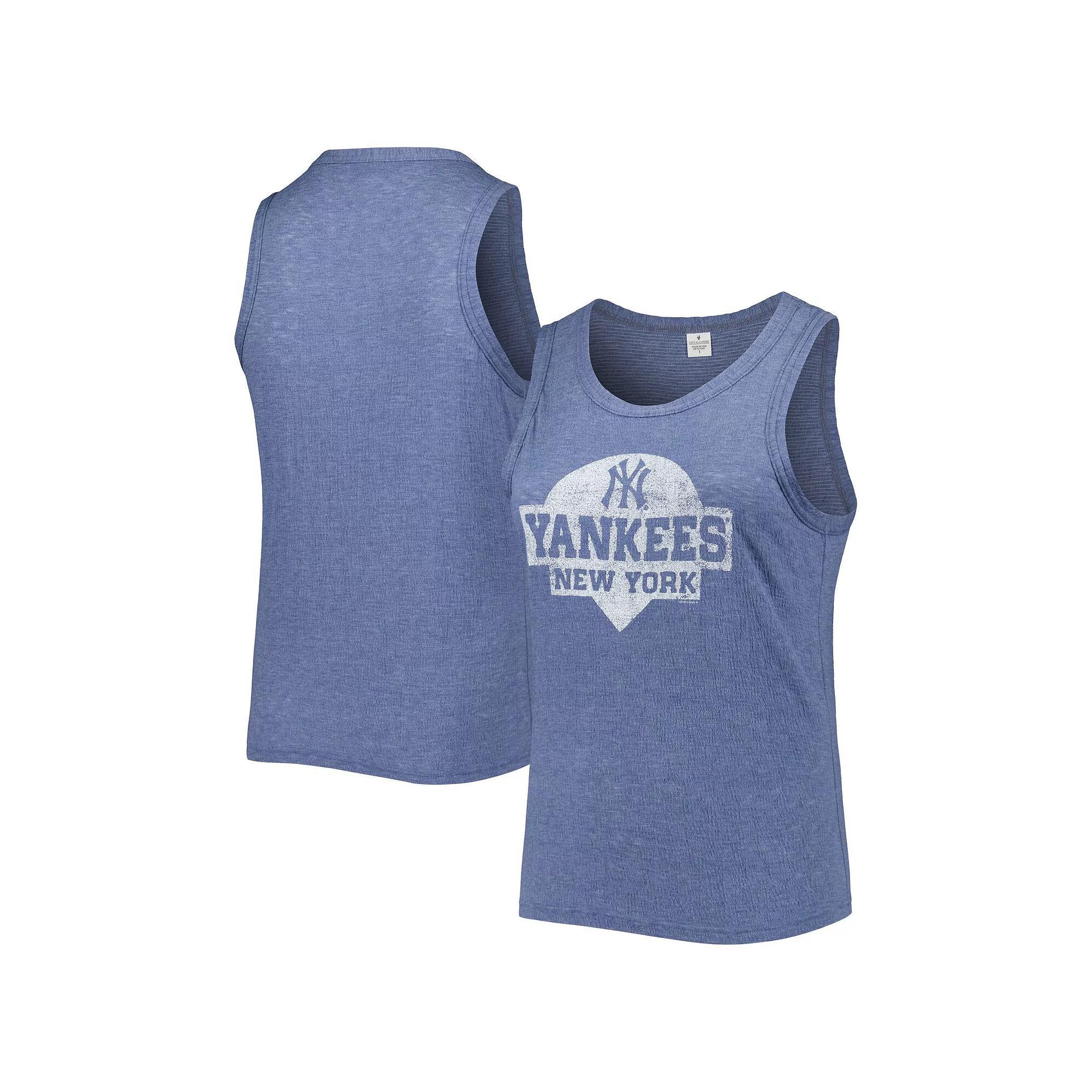 Women's Soft as a Grape Navy New York Yankees Plus Size High Neck Tri-Blend Tank Top, Size: 2XL, Blue Product Image