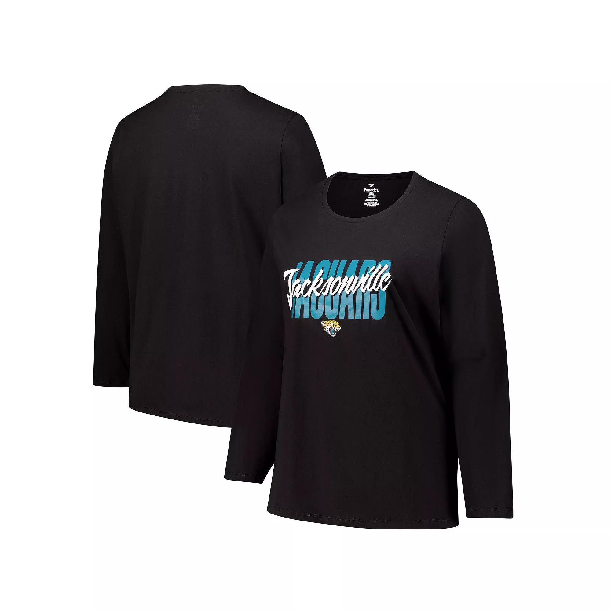 Women's Fanatics Black Jacksonville Jaguars Long Sleeve Scoop Neck T-Shirt, Size: 1XL Product Image