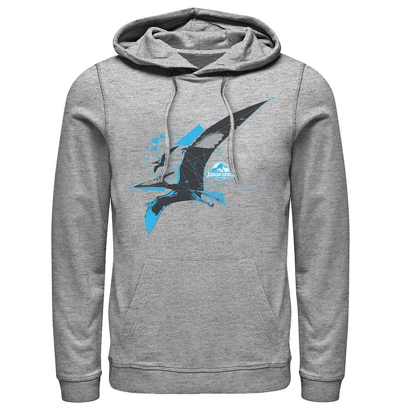 Men's Jurassic World Pterodactyl Geometric Poly Pullover Graphic Hoodie, Size: 3XL, Athletic Grey Product Image