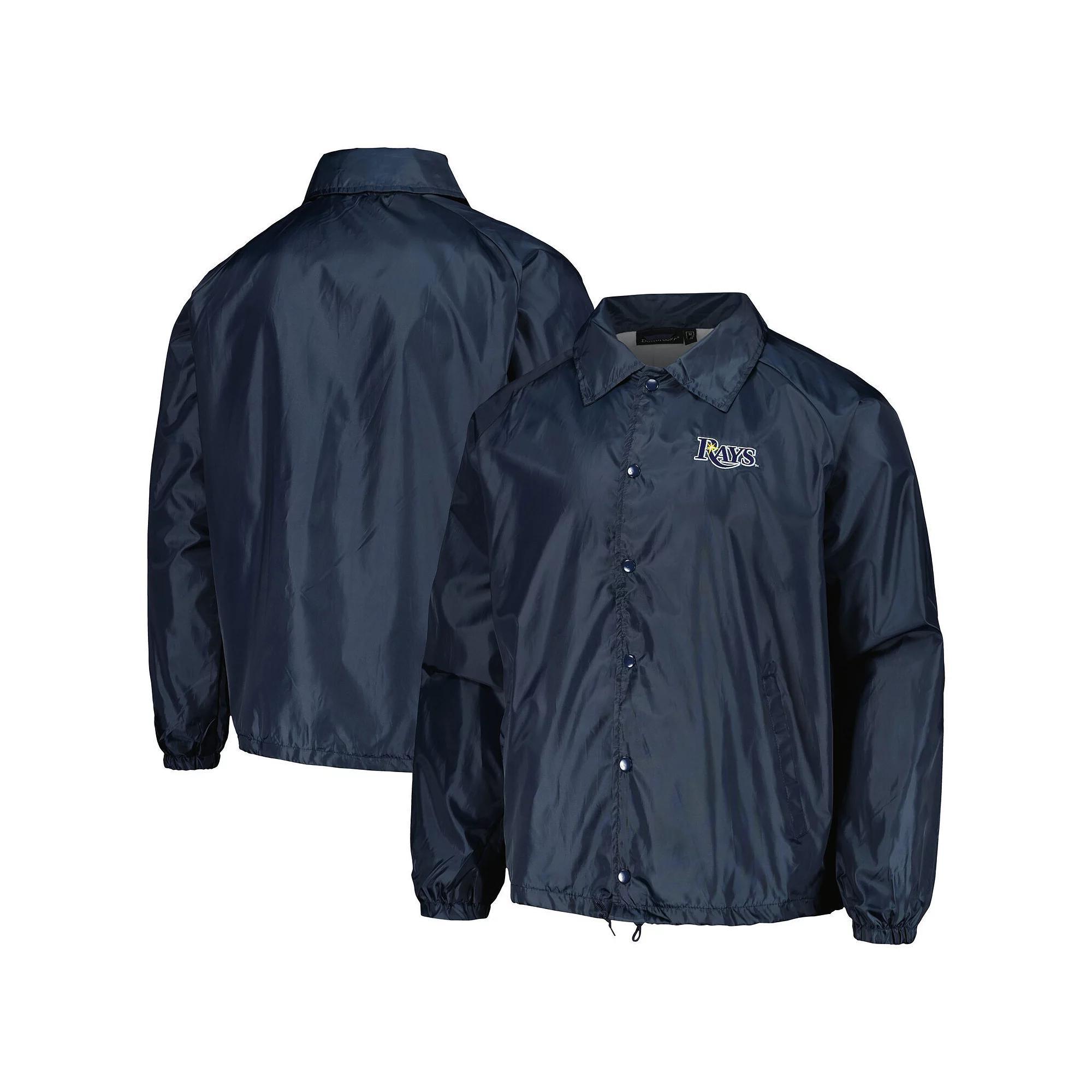 Men's Dunbrooke  Navy Tampa Bay Rays Coach's Raglan Full-Snap Windbreaker Jacket, Size: Large, Blue Product Image