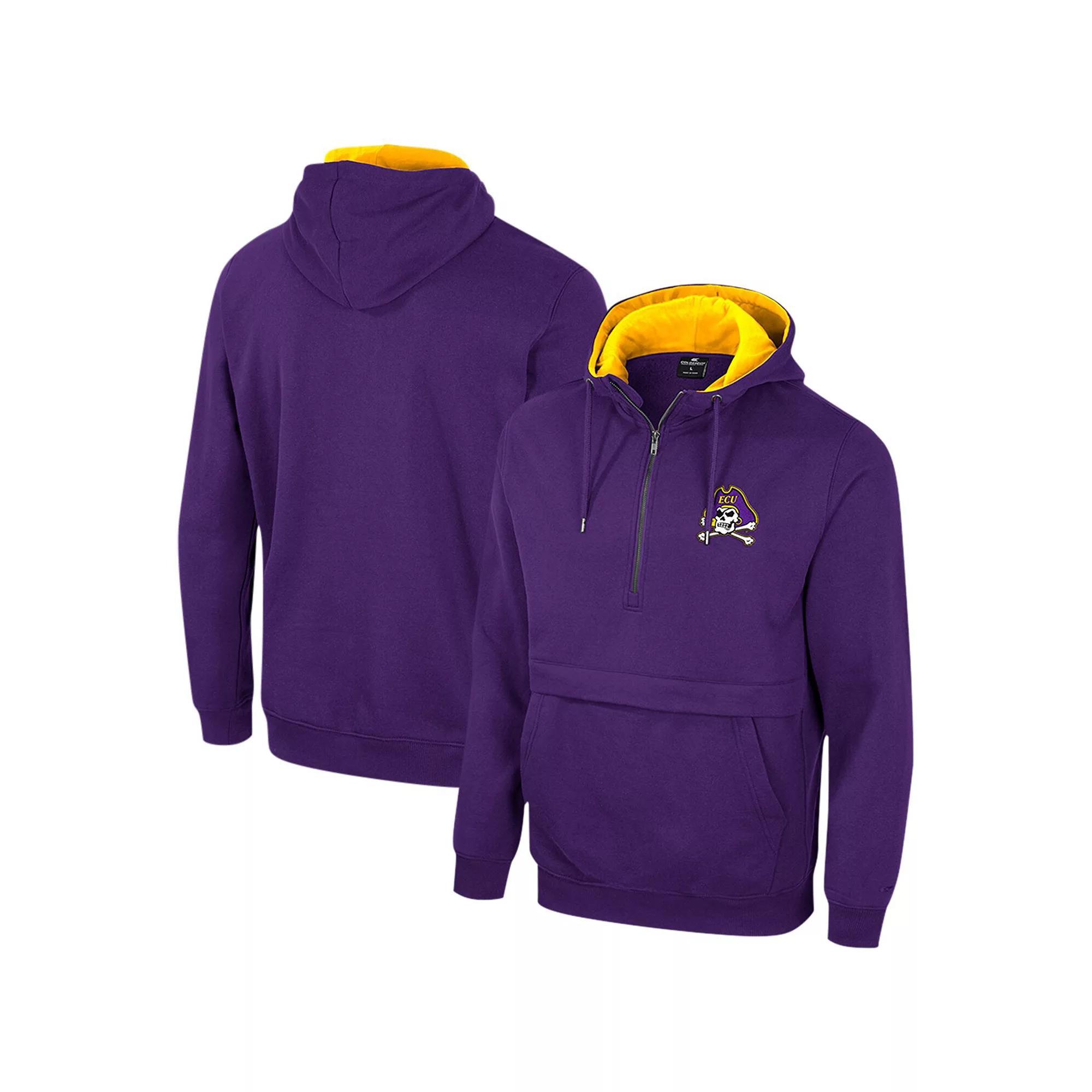 Men's Colosseum Purple ECU Pirates Team Half-Zip Pullover Hoodie, Size: Medium, Ecu Purple Product Image
