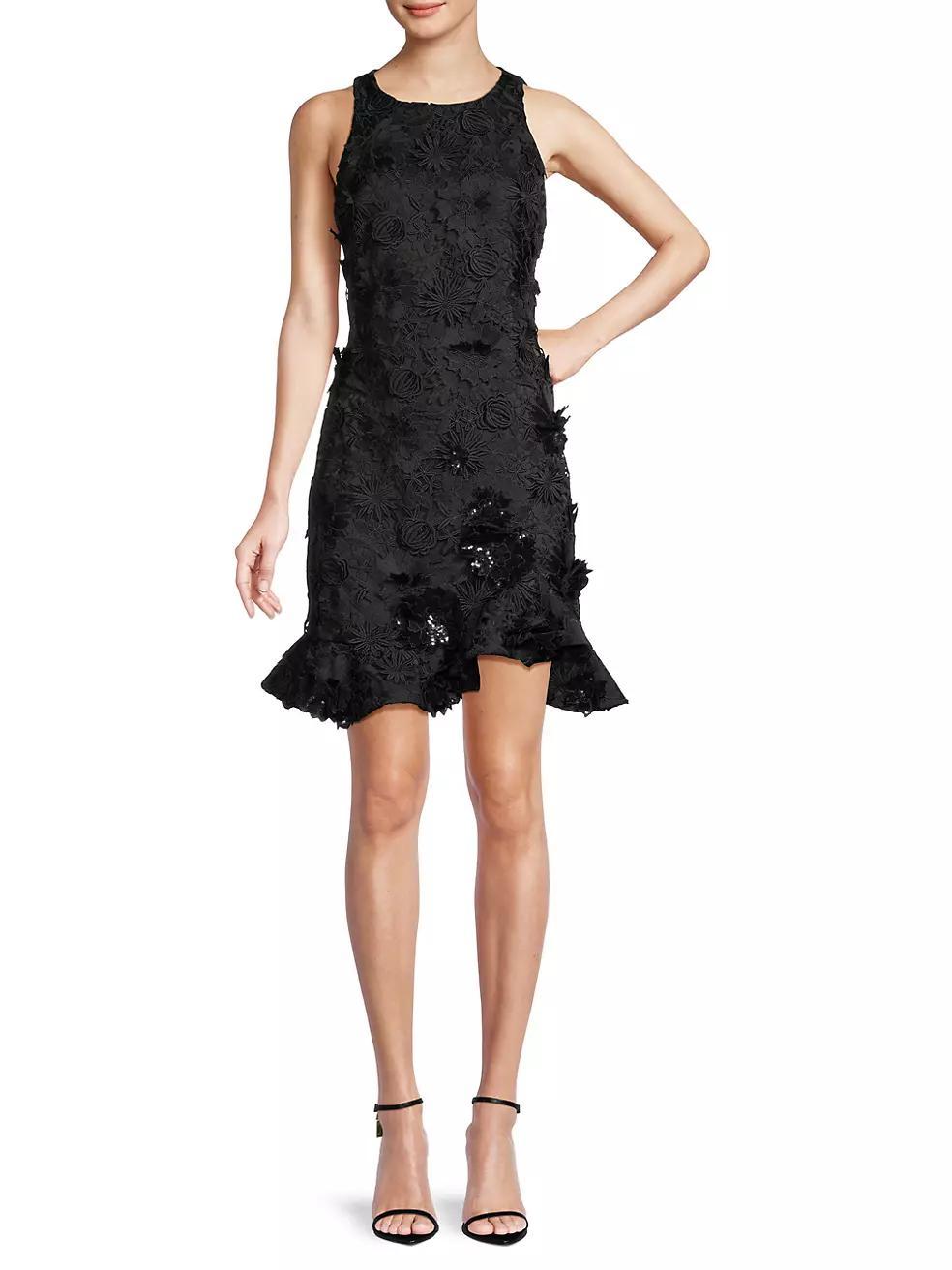 Coral Floral Aplique Minidress Product Image