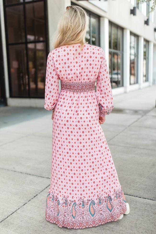 Like You Said Pink Multi Border Print Maxi Dress FINAL SALE Product Image