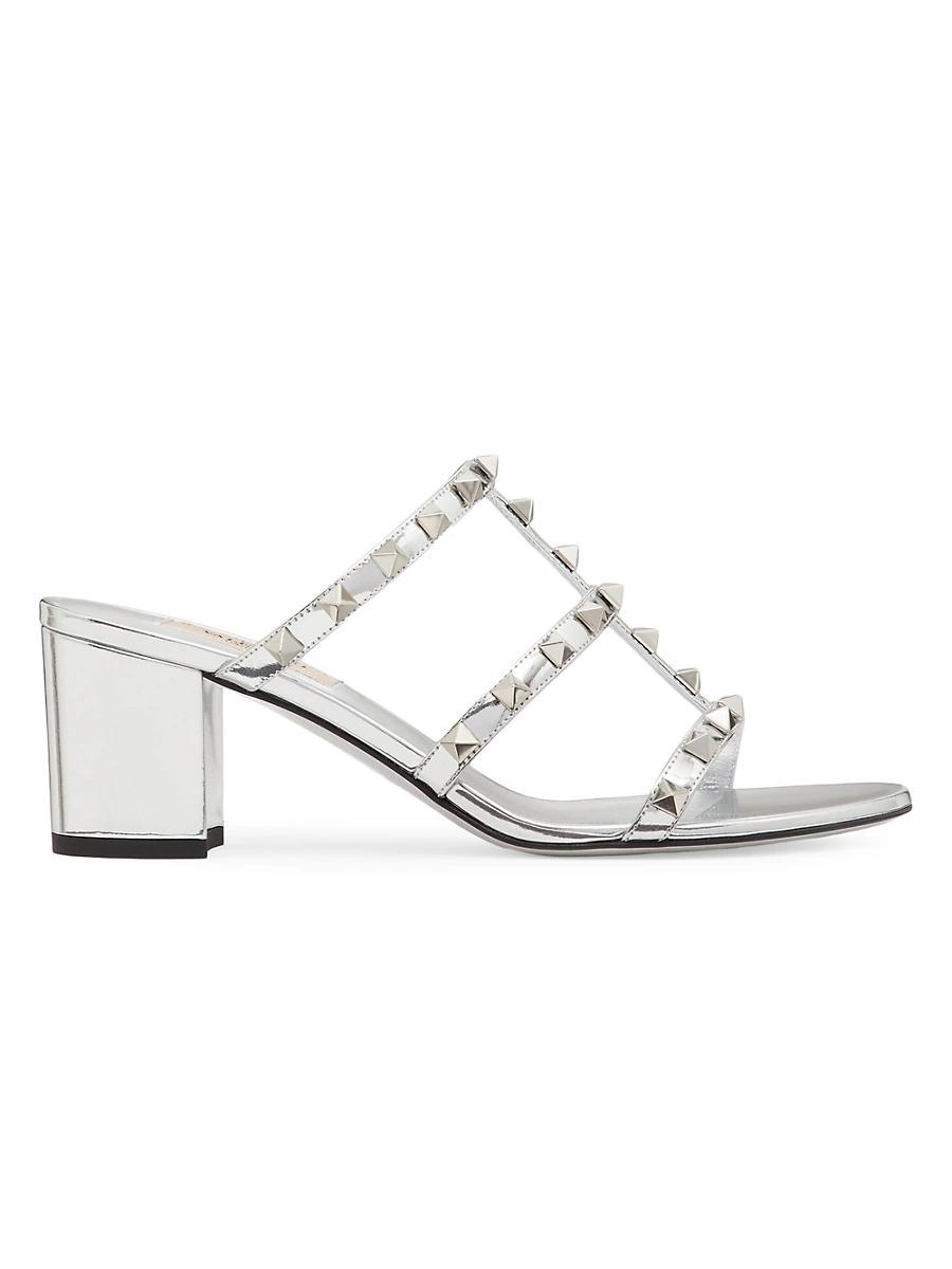 Womens Rockstud Mirror-effect Slide Sandals Product Image