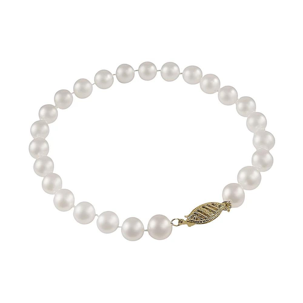 10k Gold Freshwater Cultured Pearl Bracelet - 7.5-in., Womens White Product Image