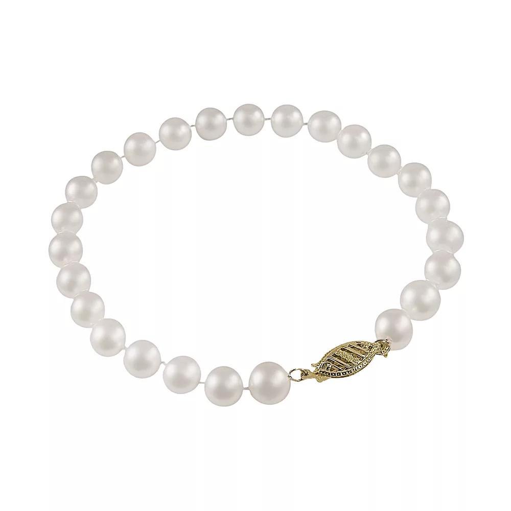 10k Gold Freshwater Cultured Pearl Bracelet - 7.5-in., Womens White Product Image
