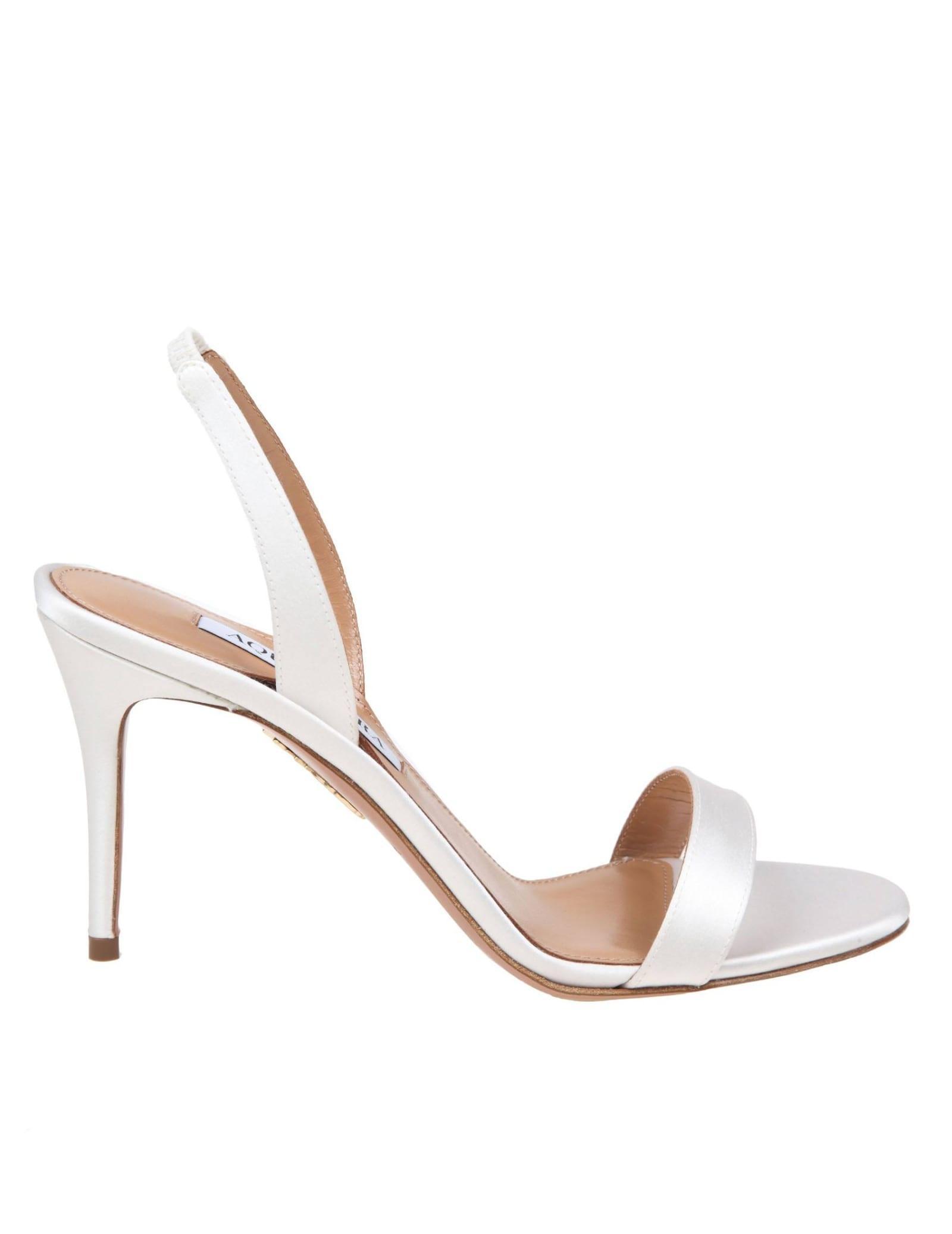 AQUAZZURA Sandal In Satin Fabric In White Product Image