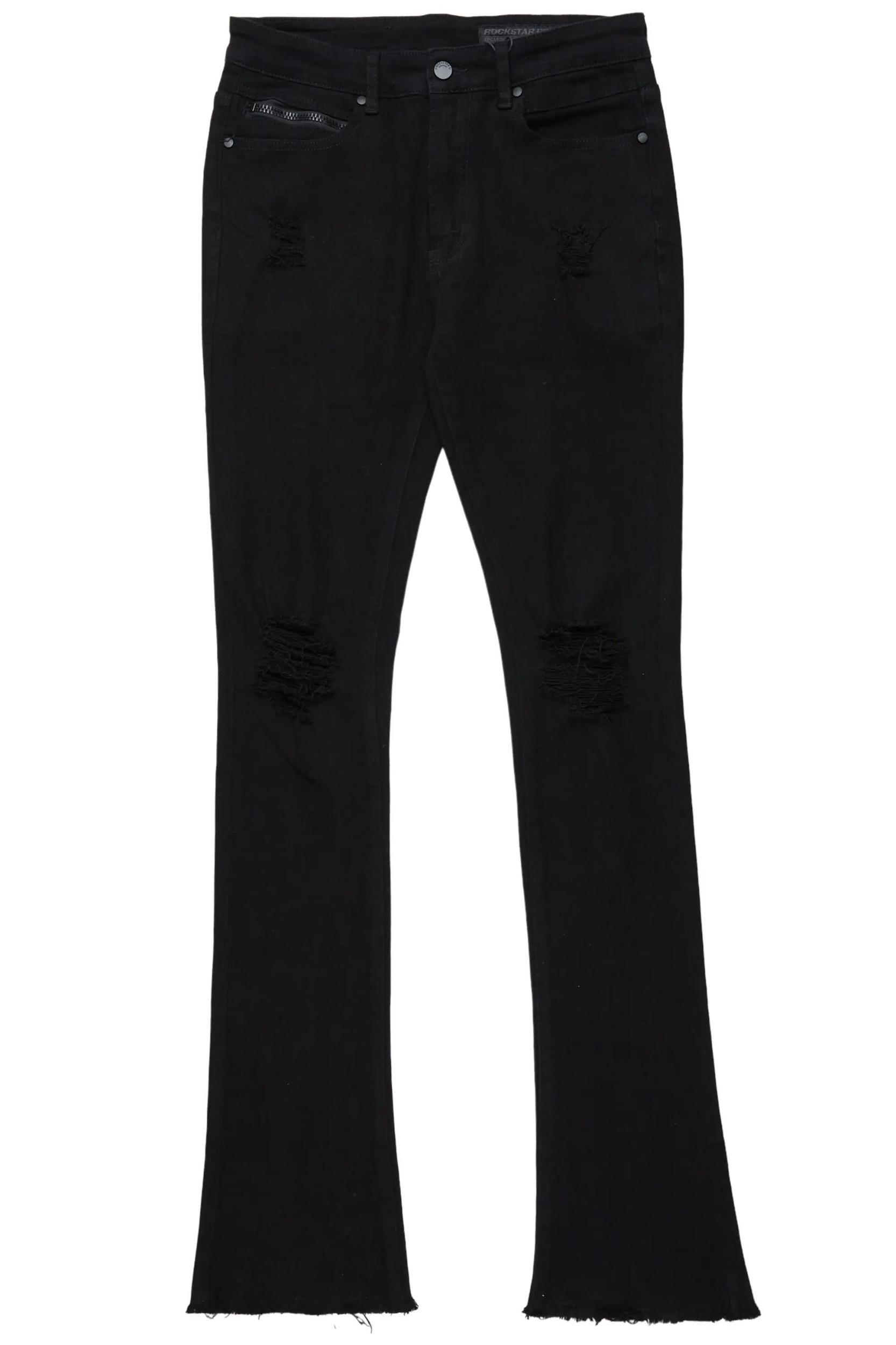 Rebel Black Stacked Flare Jean Male Product Image