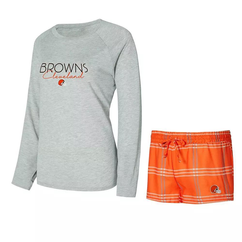 Women's Concepts Sport Cleveland Browns Petition Raglan Long Sleeve T-Shirt & Shorts Set, Size: Medium, Orange Product Image
