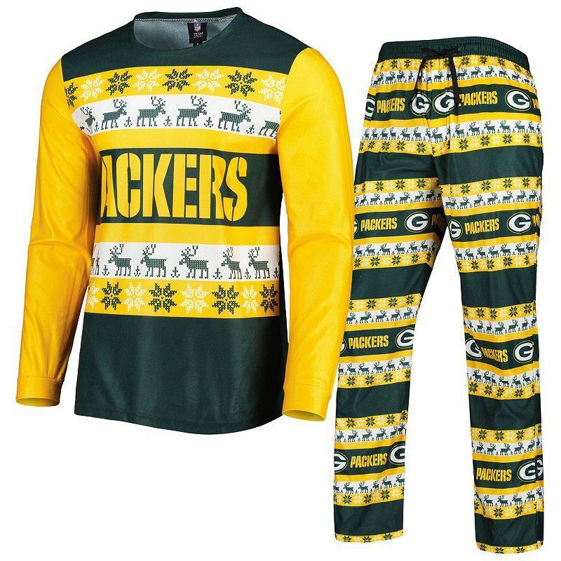 Mens FOCO Green Green Bay Packers Team Ugly Pajama Set Product Image