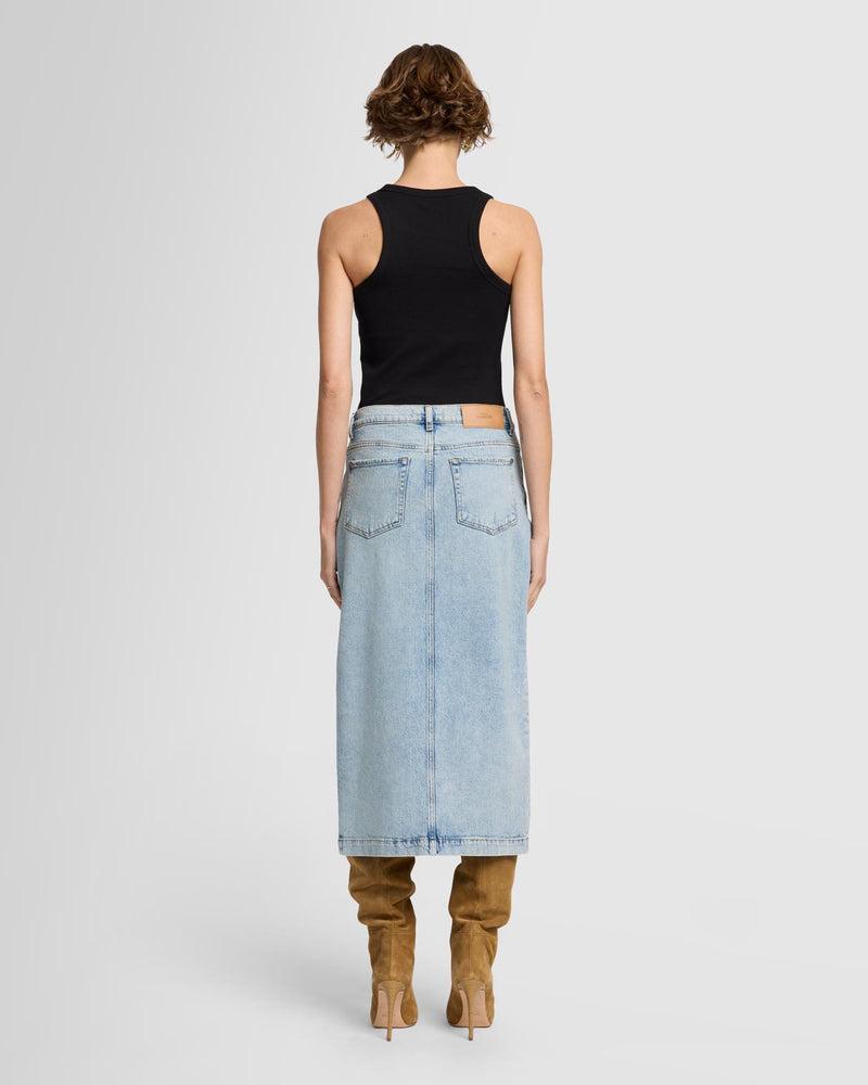 Amber Denim Midi Skirt Product Image