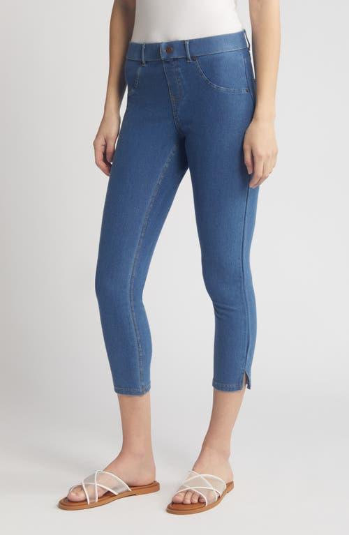HUE Ankle Slit Essential Denim Capri Leggings (Medium Wash) Women's Clothing Product Image