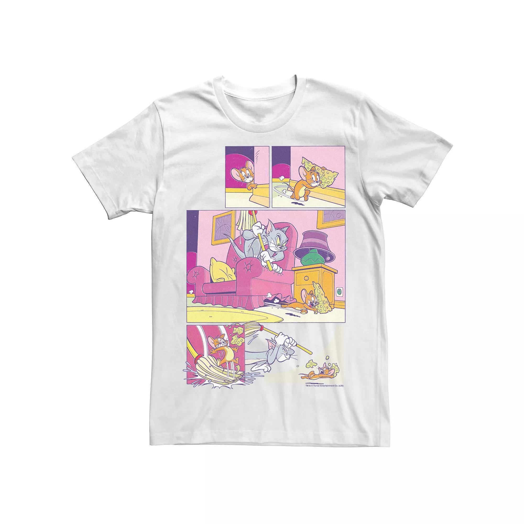 Men's Tom And Jerry Comic Strip Panels Tee, Size: Medium, White Product Image