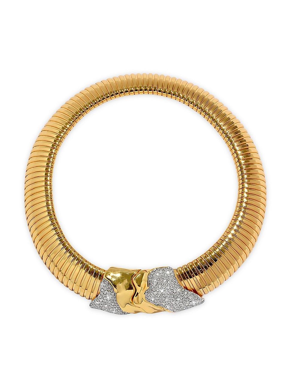 Womens Solanales 14K-Gold-Plated & Glass Crystal Collar Necklace Product Image