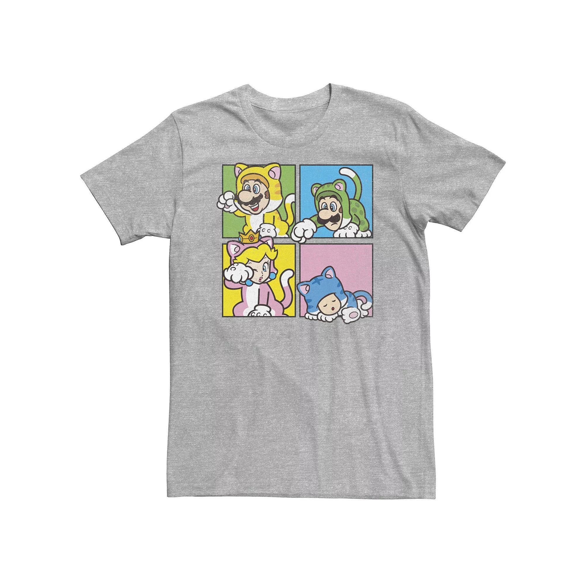 Big & Tall Super Mario 3D Bowser's Fury Character Panel Portraits Tee, Men's, Size: Large Tall, Athletic Grey Product Image