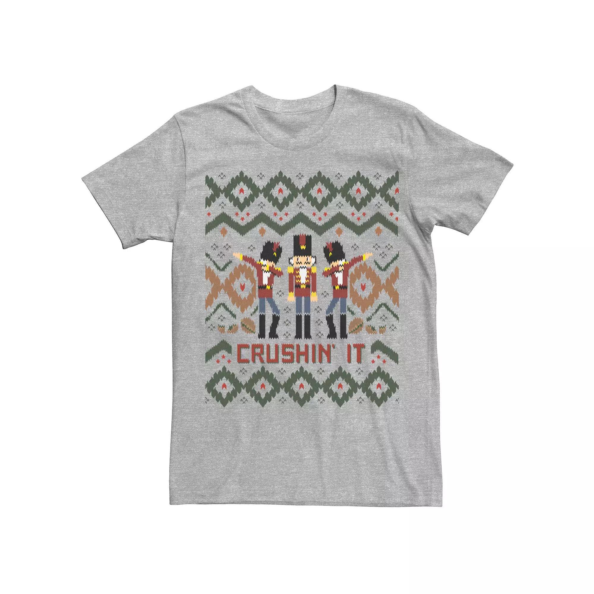 Men's Nut Crackers Ugly Christmas Graphic Tee, Size: Small, Athletic Grey Product Image