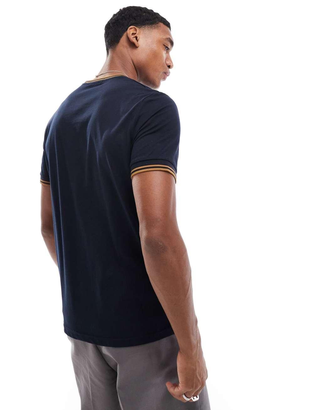 Fred Perry twin tipped t-shirt in navy Product Image