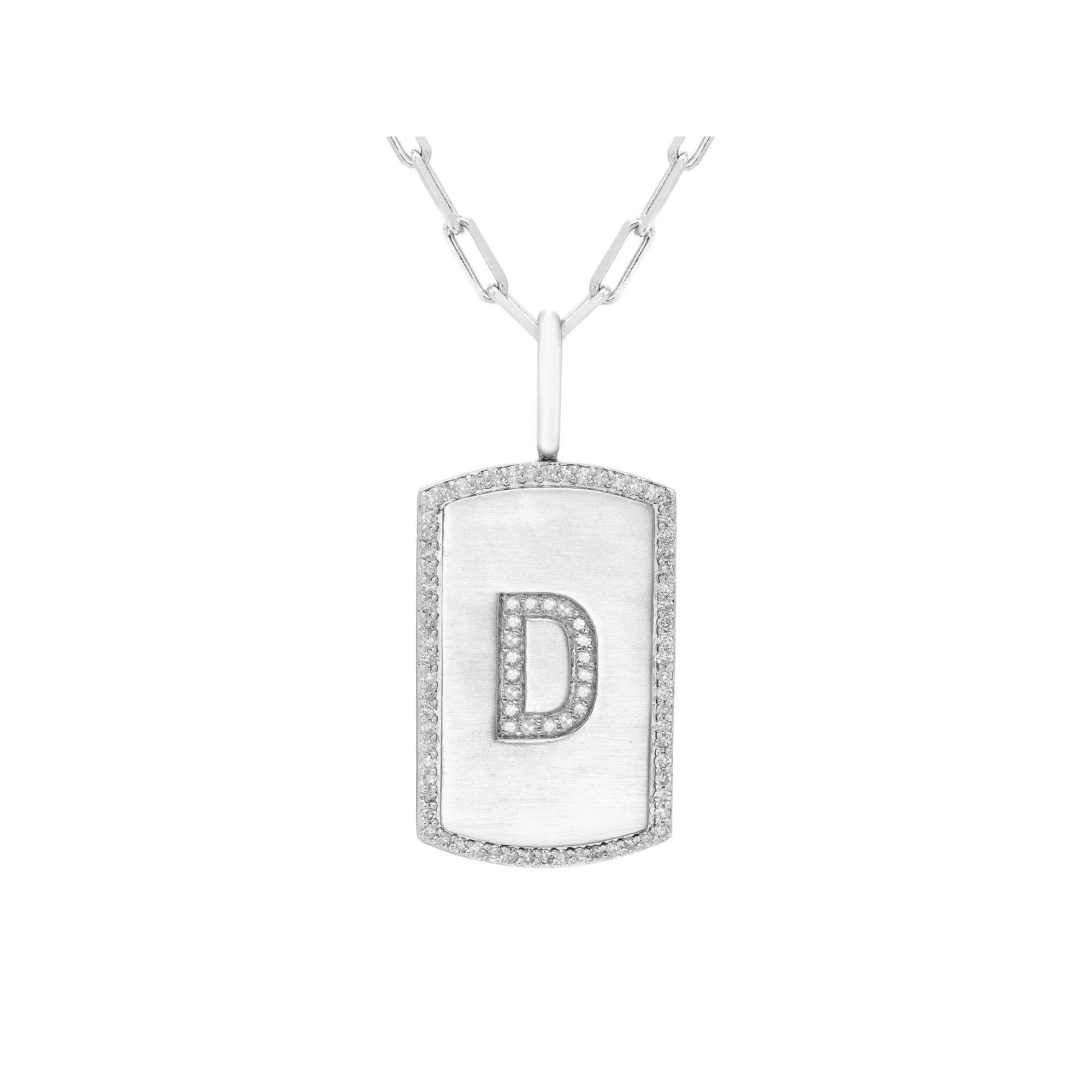 It's Personal Initial Sterling Silver & 1/4 Carat T.W. Diamond Dog Tag Necklace, Women's, Size: 20", Sterling Z Product Image