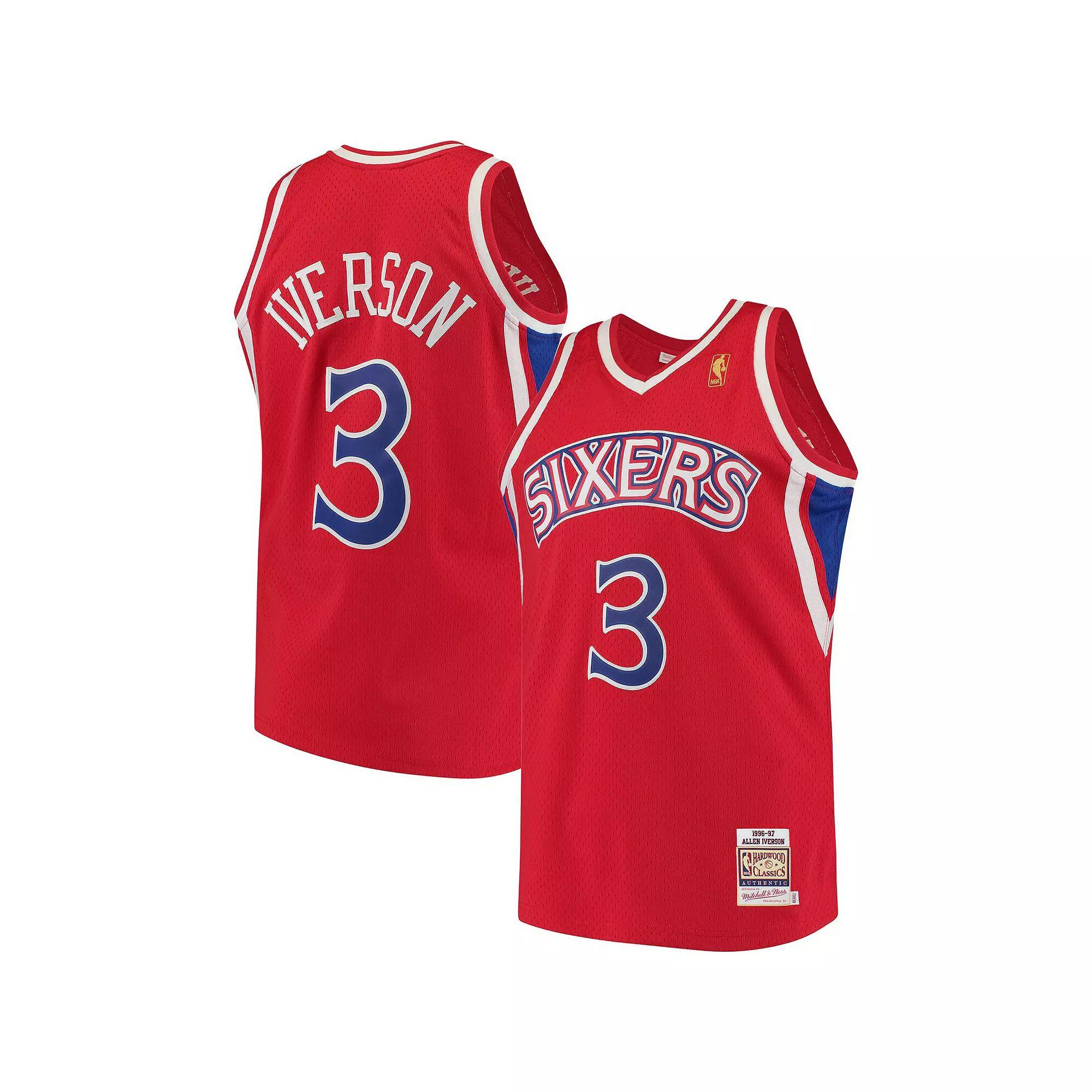 Men's Mitchell & Ness Allen Iverson Red Philadelphia 76ers Hardwood Classics Authentic Jersey, Size: 4XL, 76r Red Product Image