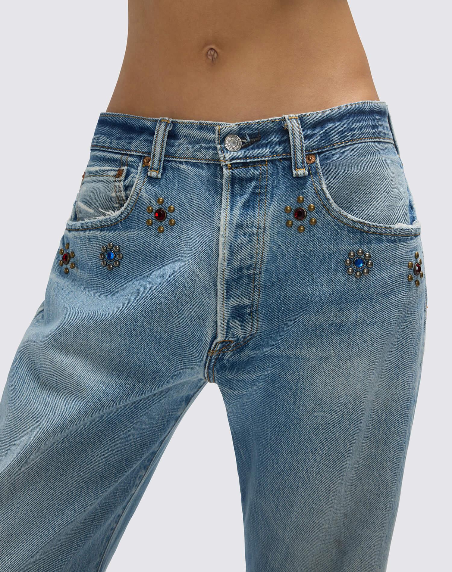 Levi's Studded Boyfriend Jean - Indigo Bloom Stud Product Image