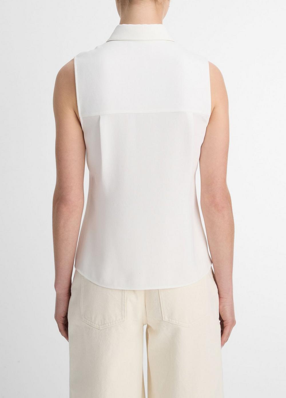 Womens Sleeveless Button-Front Shirt, Off White, Size L Vince Product Image