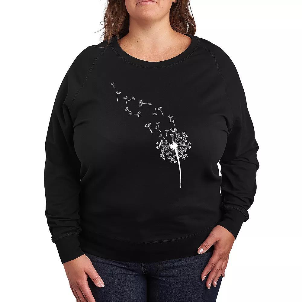Plus Size Dandelion Seeds French Terry Long Sleeve Tee, Womens Product Image