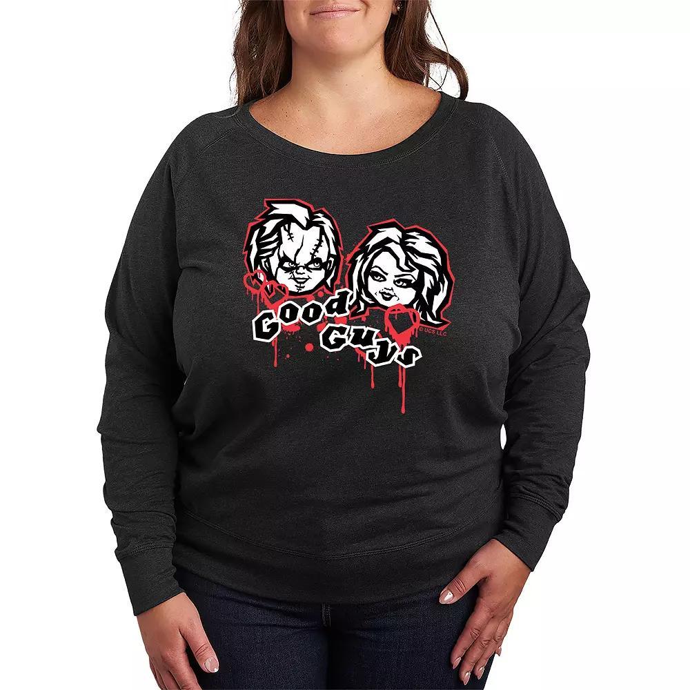 Plus Size Chucky Retro Good Guys French Terry Long Sleeve Tee, Womens Heather Grey Product Image