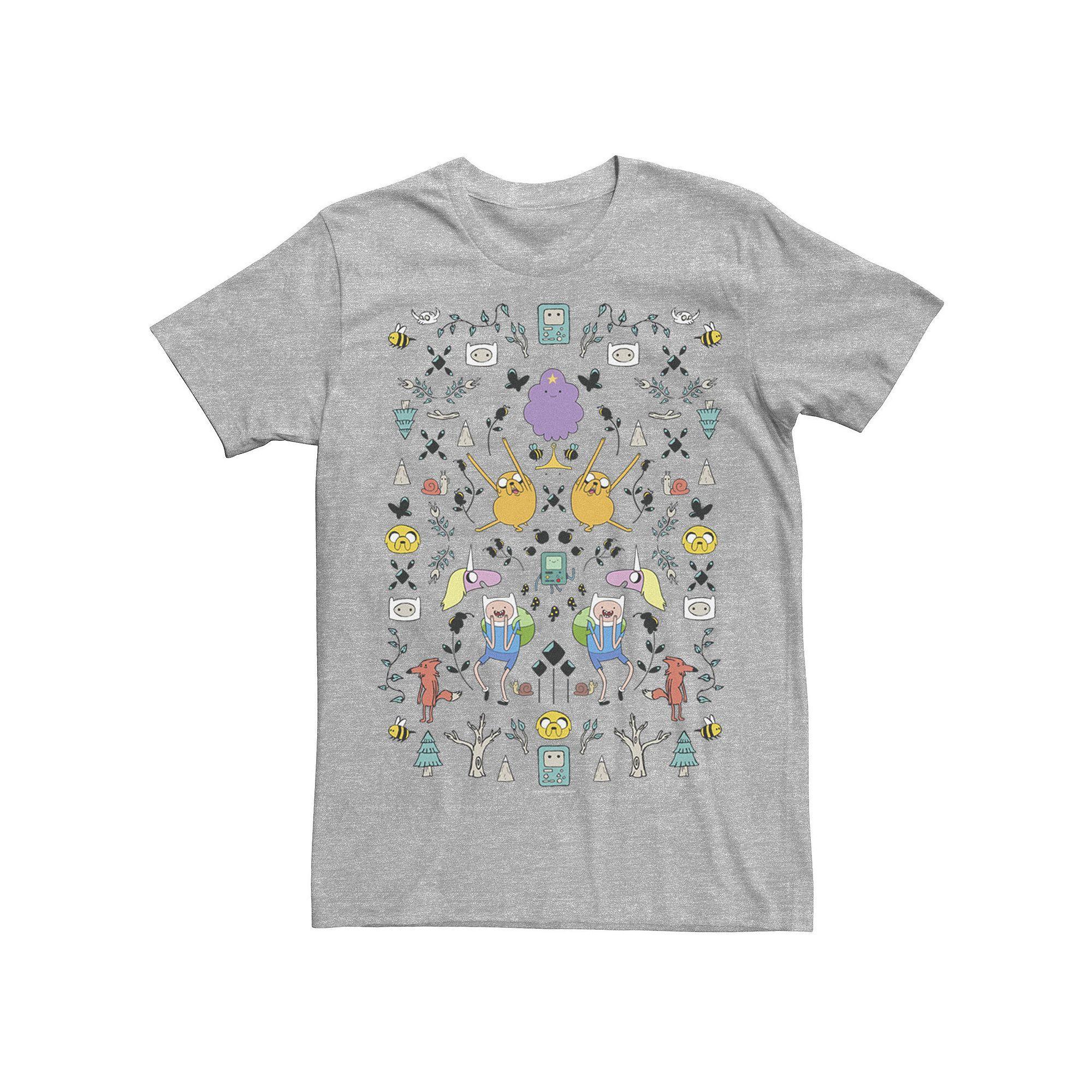 Mens Adventure Time Character Icon Collage Tee Athletic Grey Product Image
