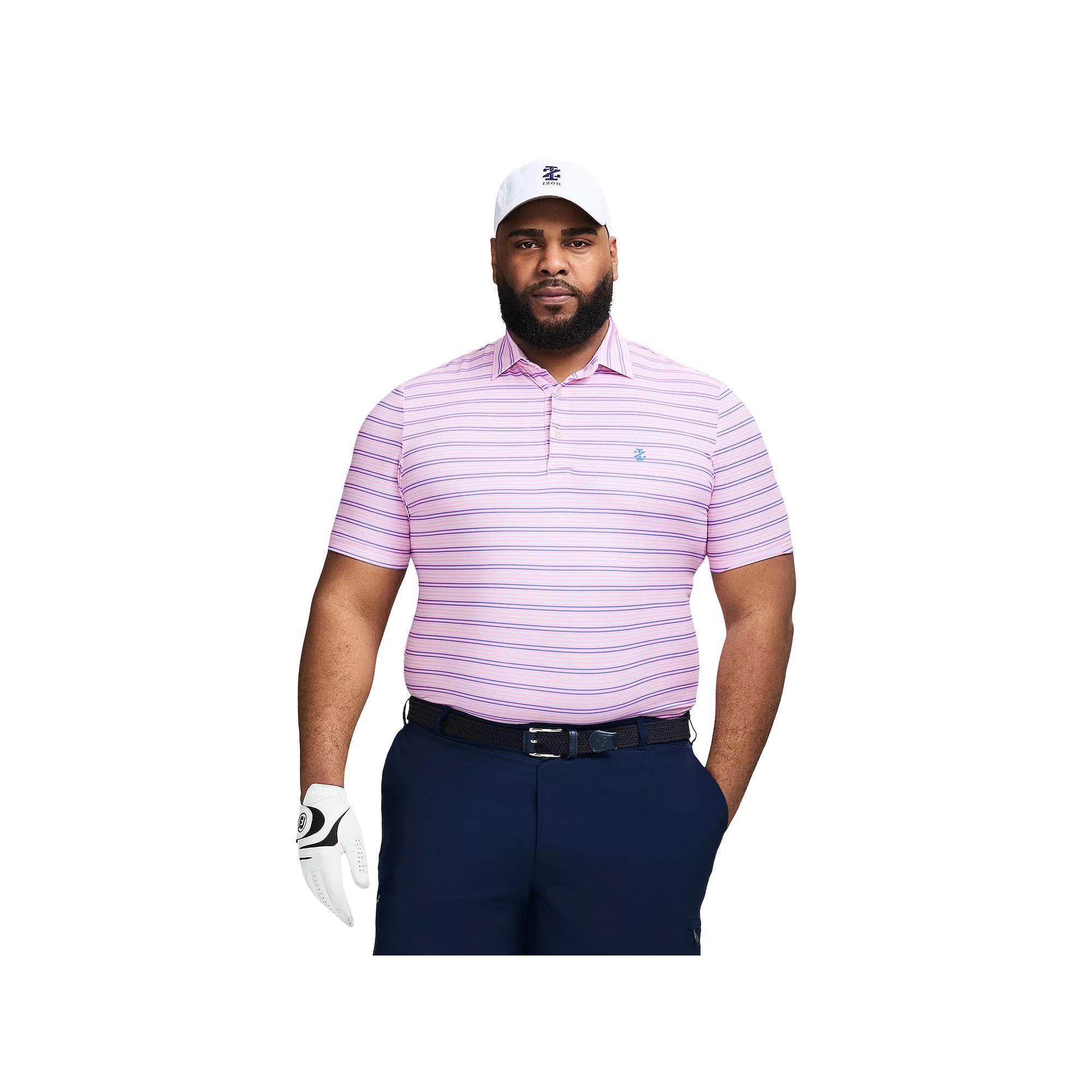 Big & Tall IZOD Swingflex Elite Golf Short Sleeve Polo Shirt, Men's, Size: 3XL Tall, Medieval Blue Stripe Product Image