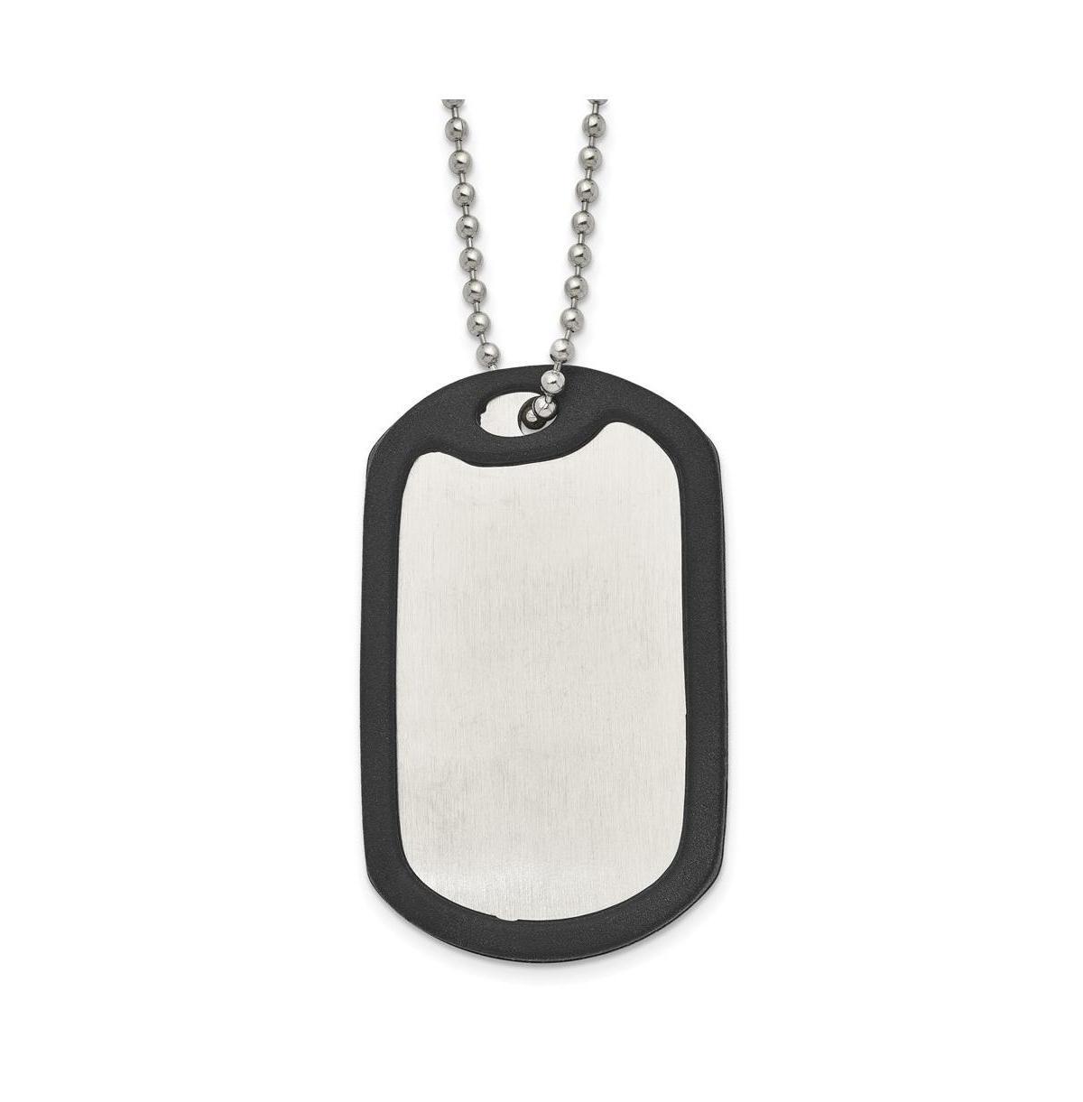 Men's Brushed Stainless Steel Dog Tag Necklace, Size: 24" Product Image