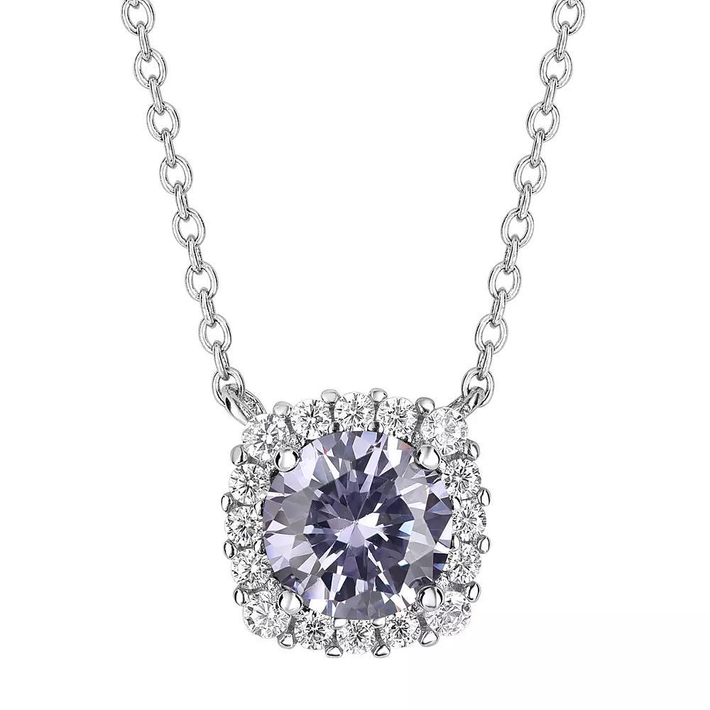 PRIMROSE Sterling Silver Cubic Zirconia Halo Pendant Necklace, Women's, Size: 18", June Product Image