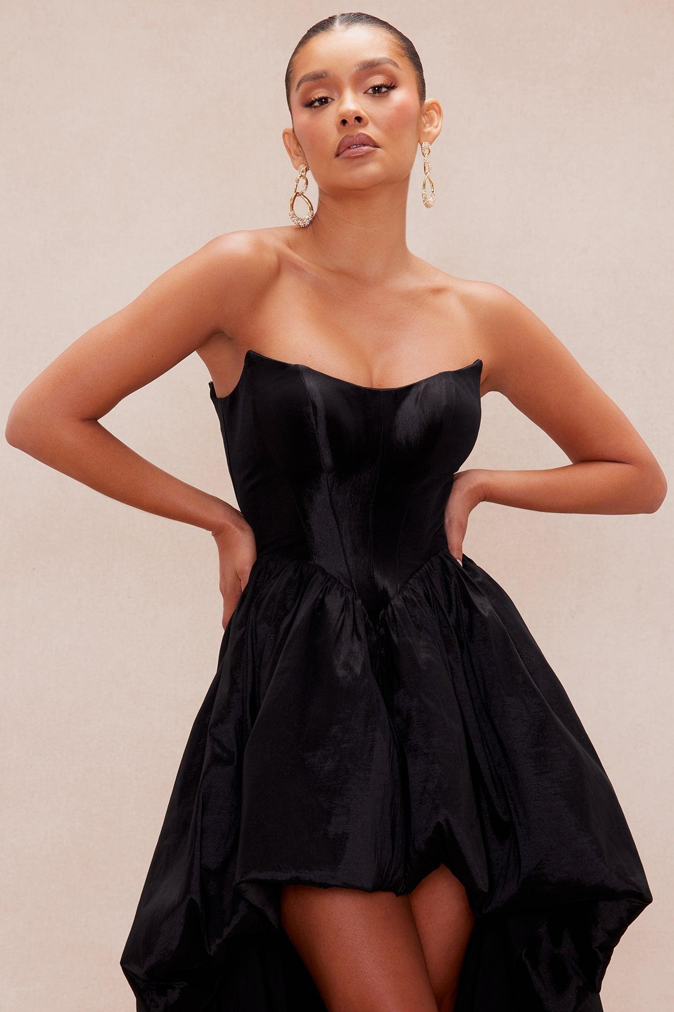 Aurora High Low Taffeta Gown - Black Product Image