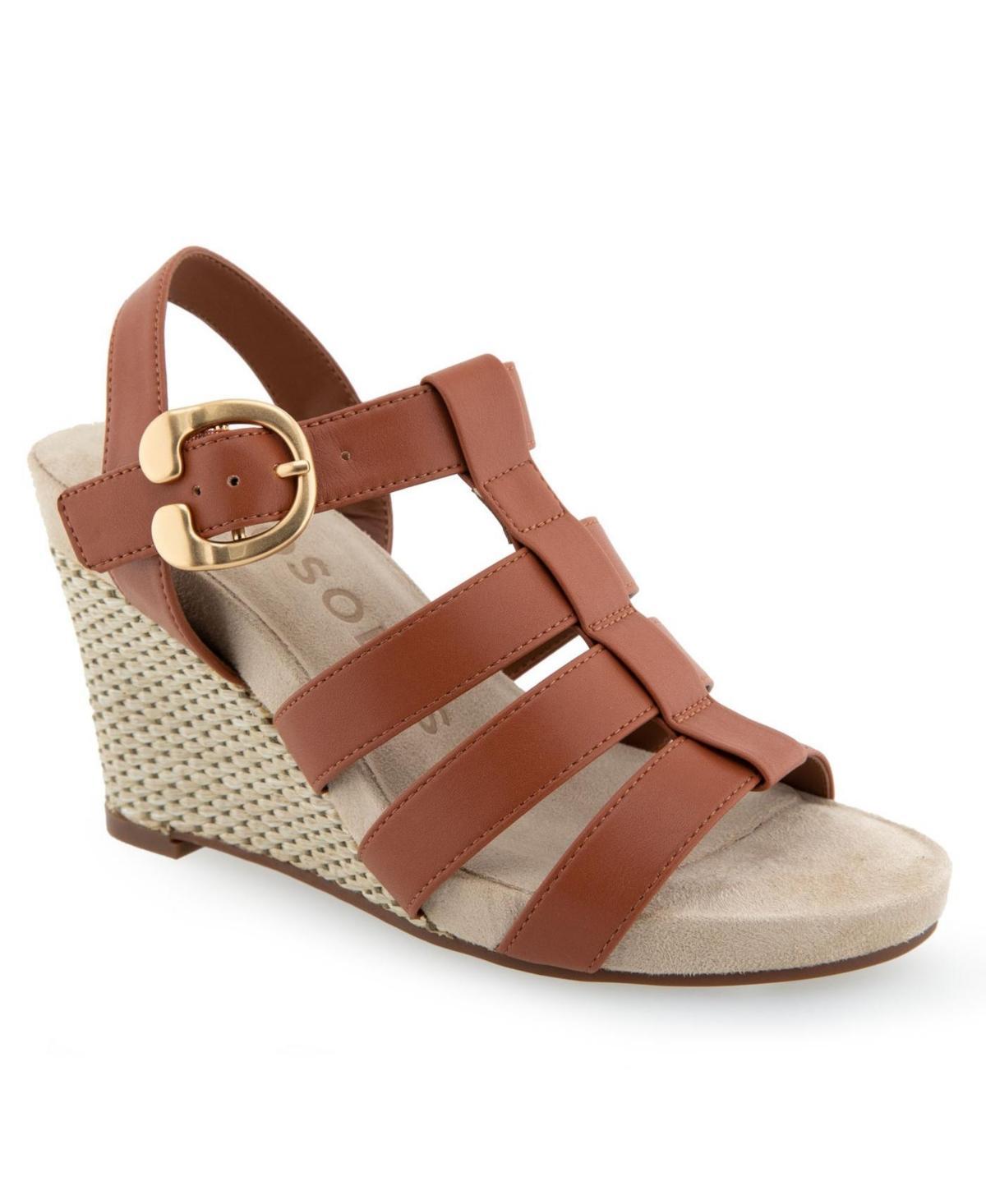 Aerosoles Paige Women's Wedge Sandals, Size: 12, Eggnog Pu Leather Product Image