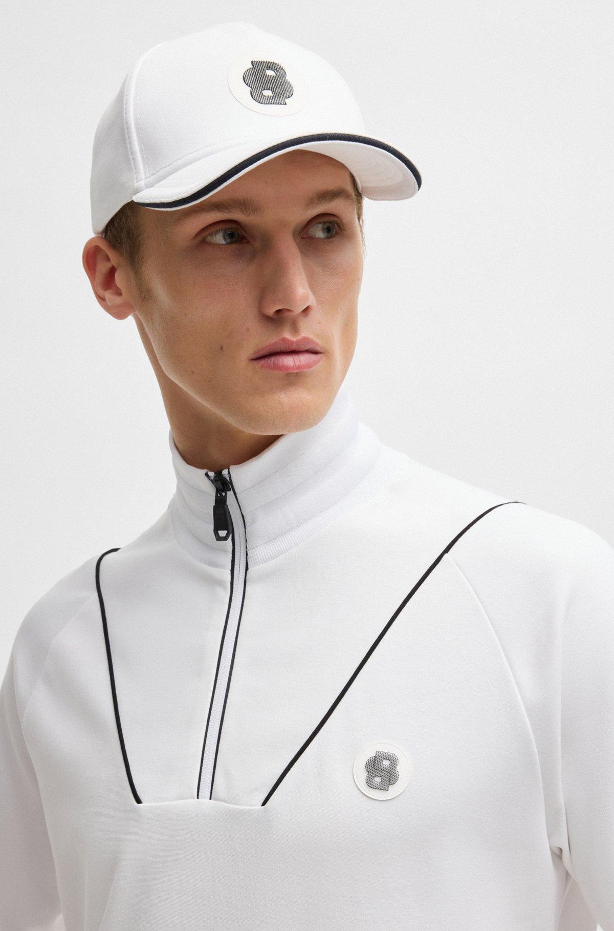 Cotton zip-neck sweatshirt with Double B monogram Product Image