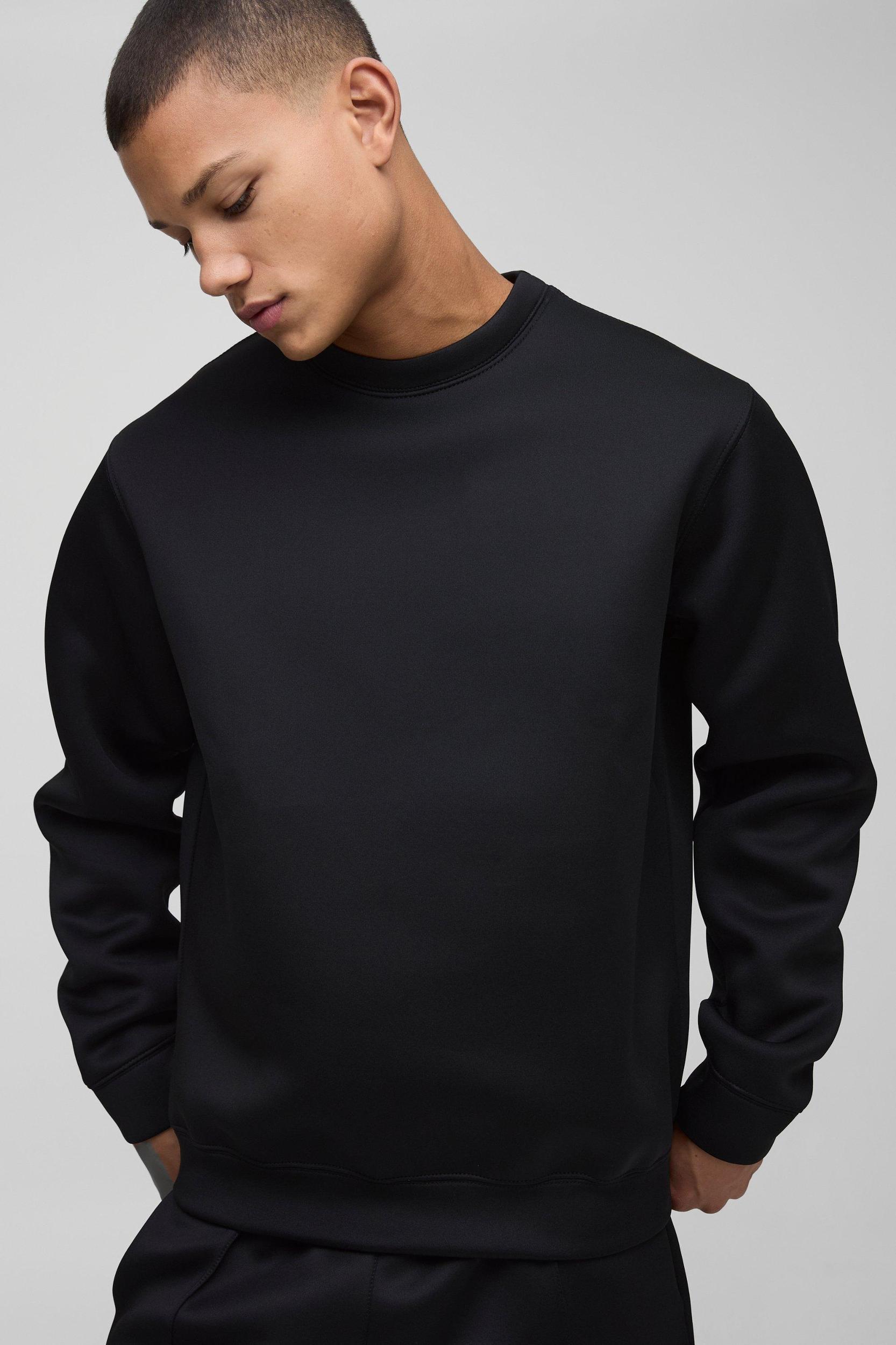 Regular Fit Bonded Scuba Sweatshirt Tracksuit | boohooMAN USA Product Image